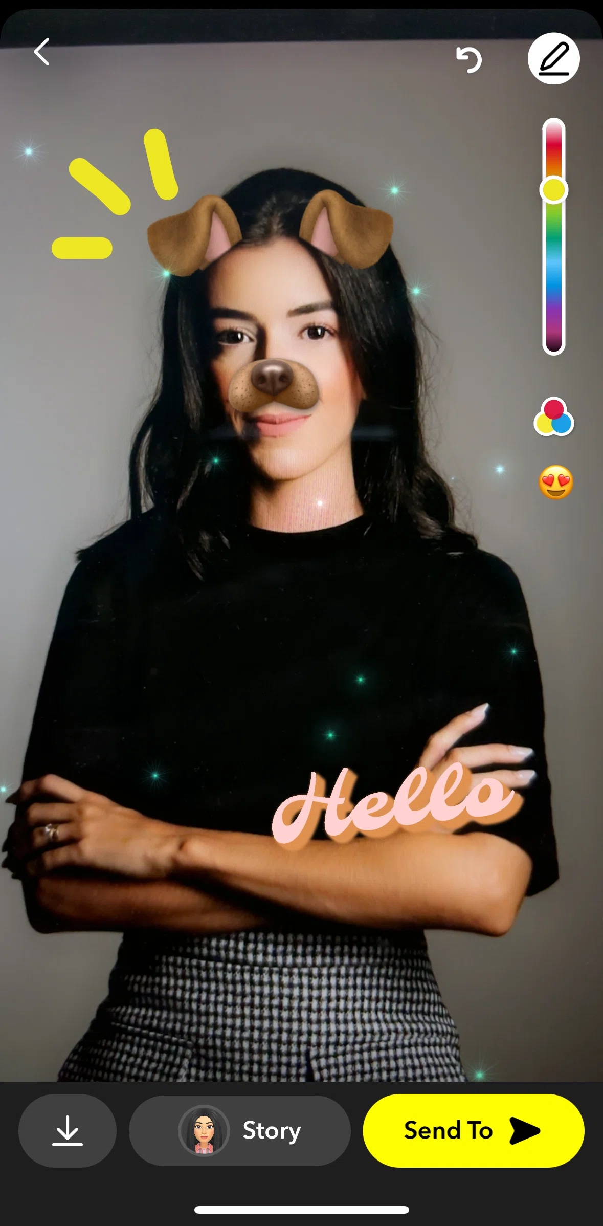 Snapchat Screen screen in the Adding an emoji flow