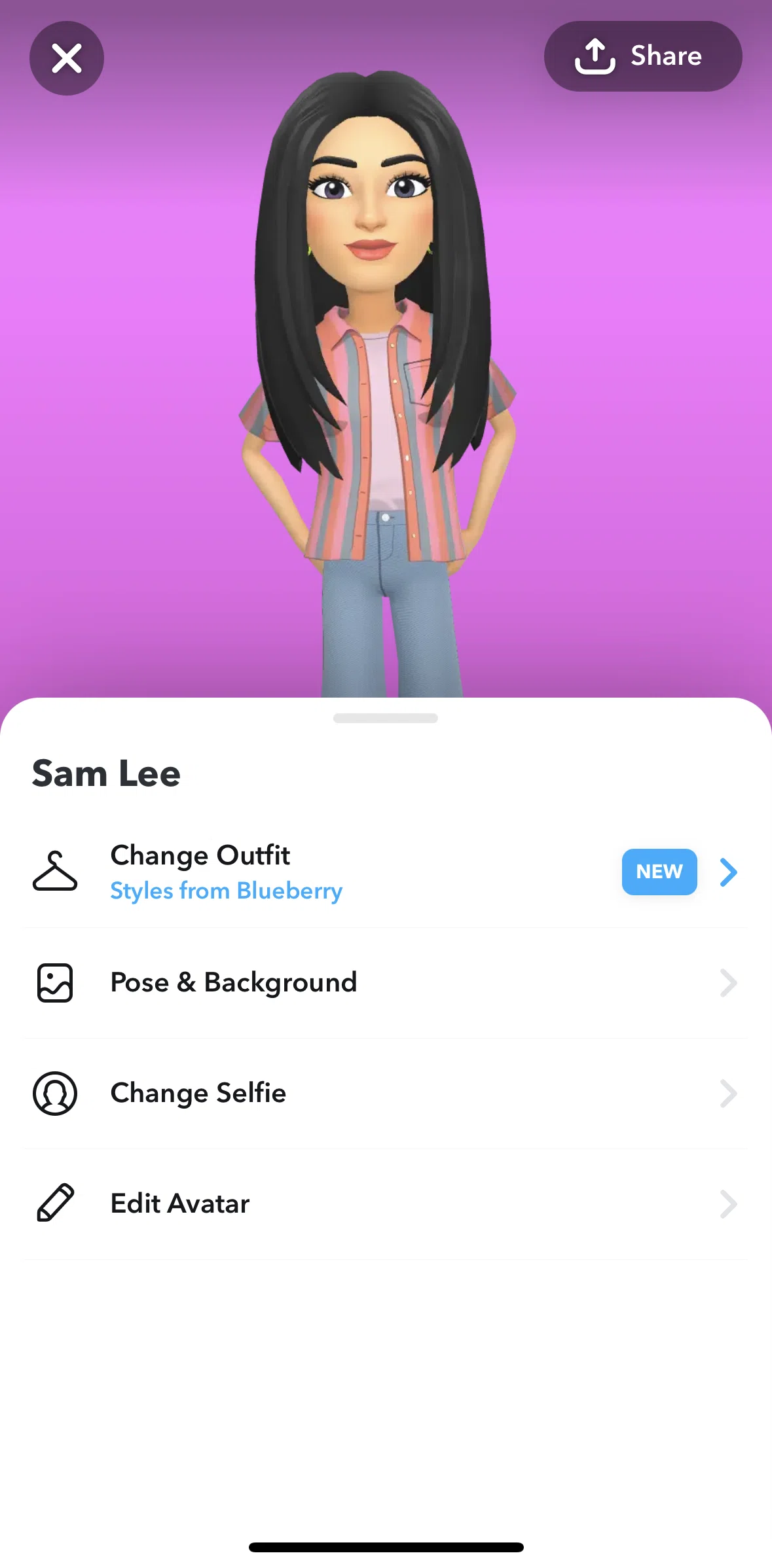Snapchat Screen screen in the Change selfie flow