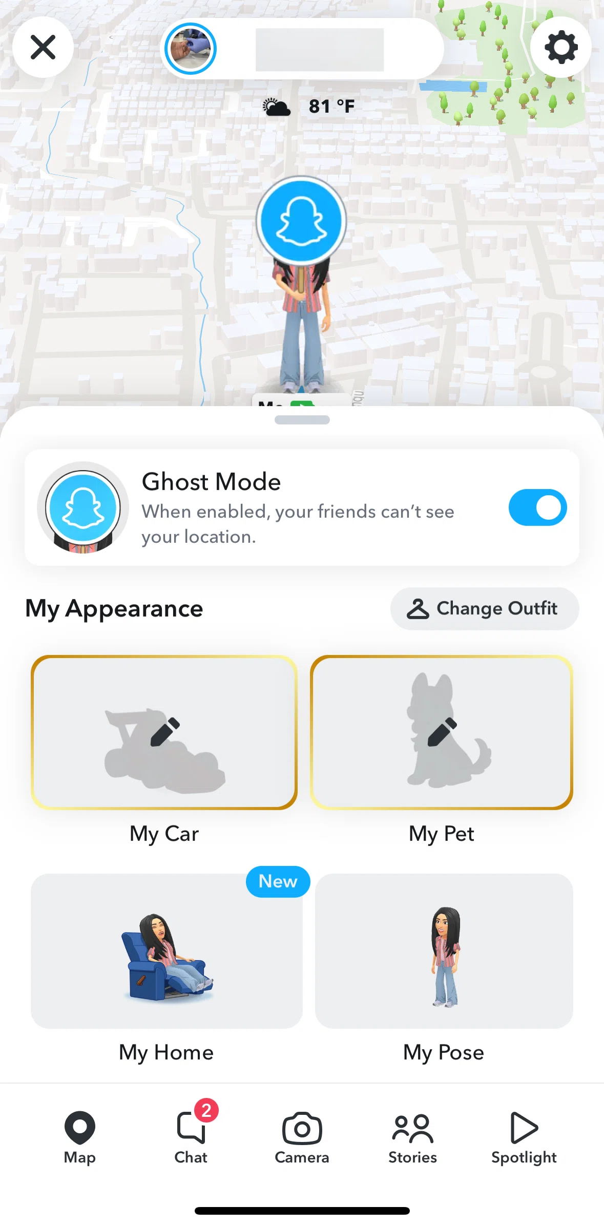 Snapchat Screen screen in the Changing pose flow