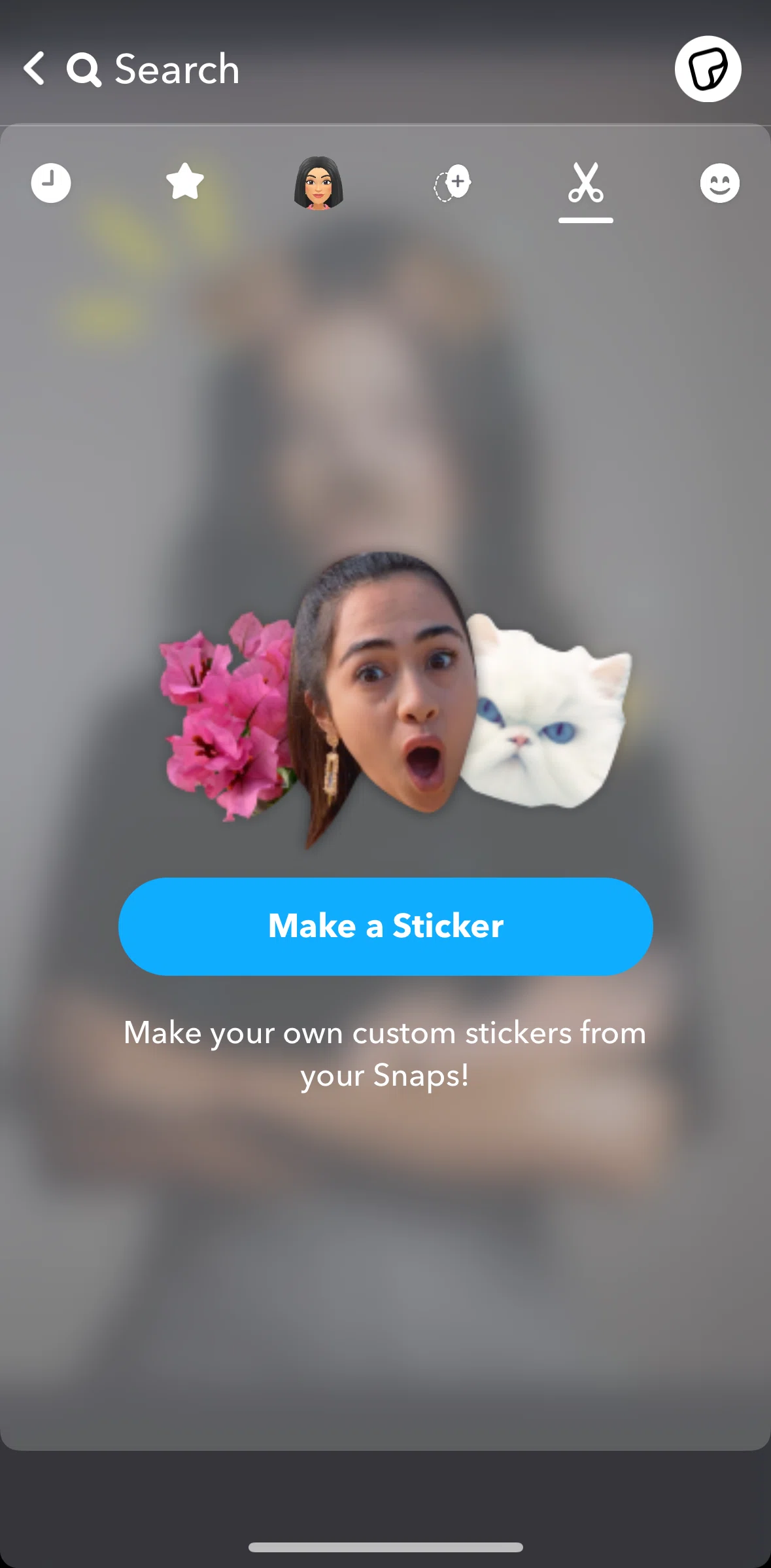 Snapchat Screen screen in the Creating a sticker flow