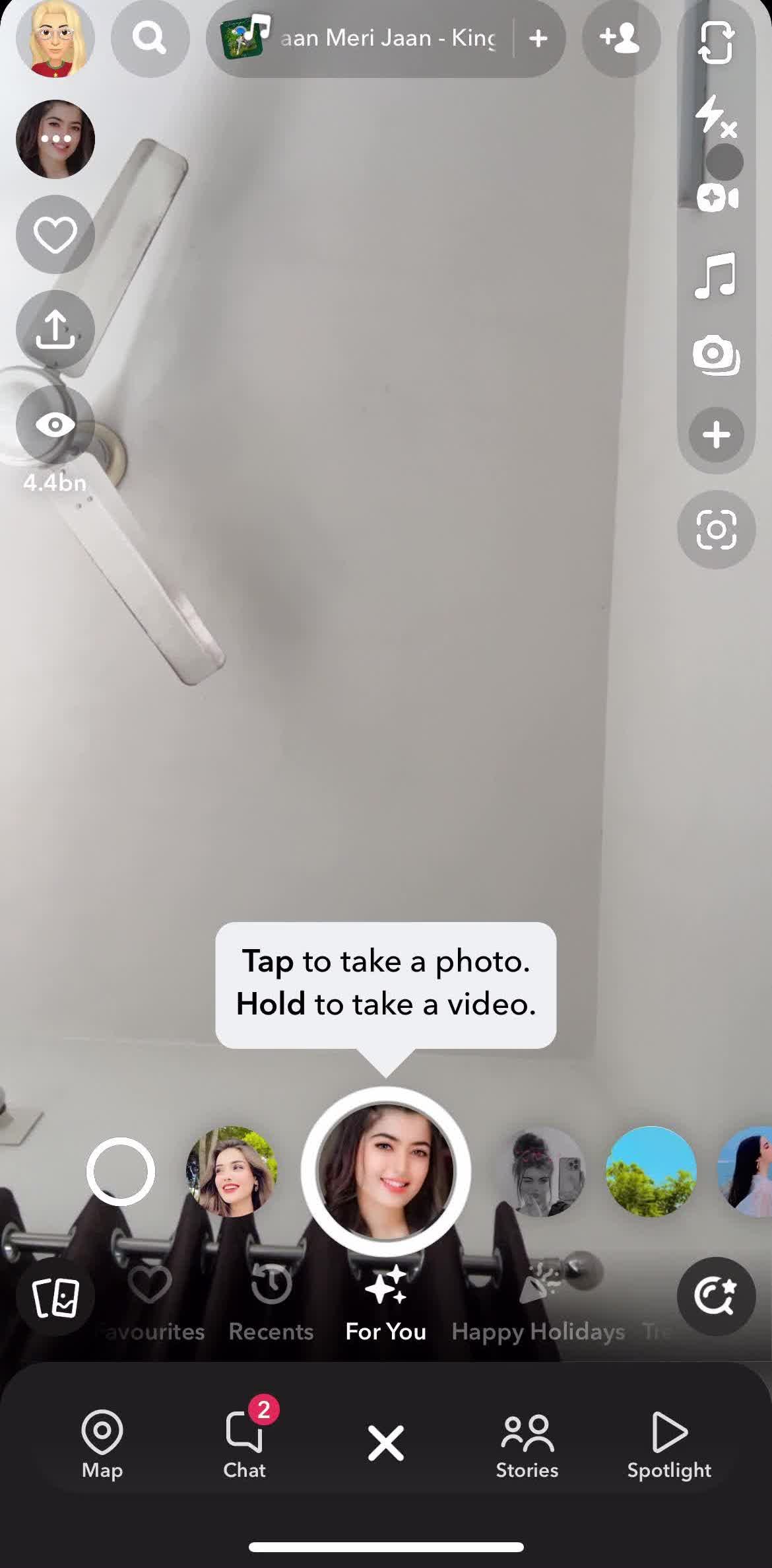 Snapchat Home screen in the Discovering Content flow