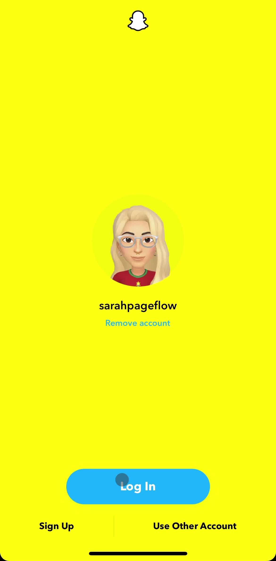 Snapchat Login screen in the Logging In flow