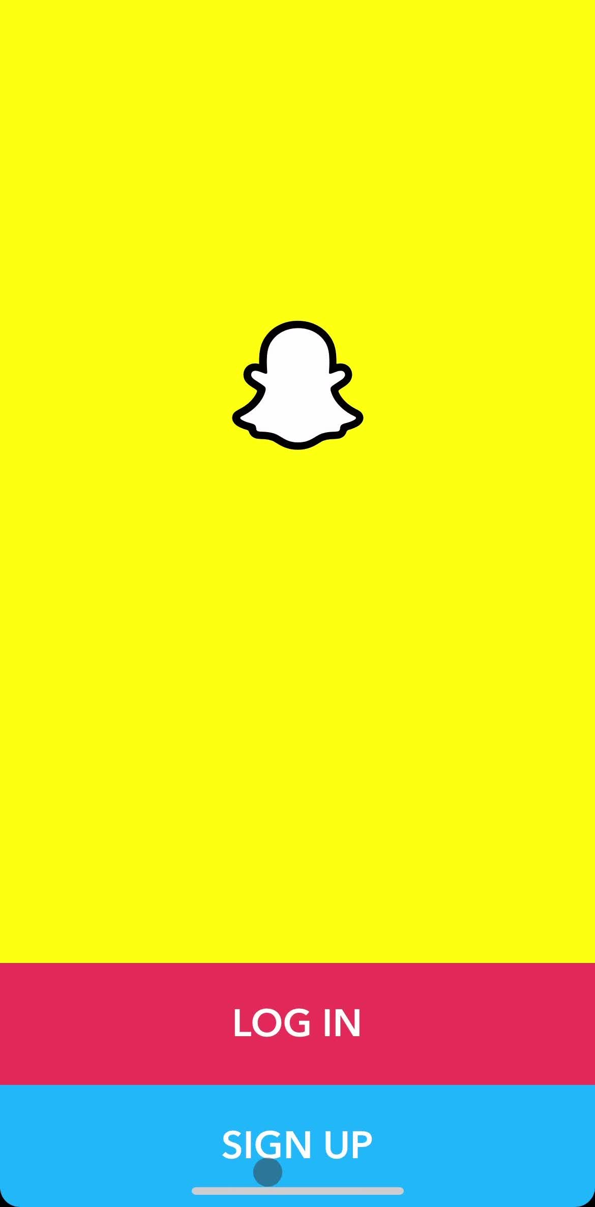 Snapchat Sign up screen in the Onboarding flow
