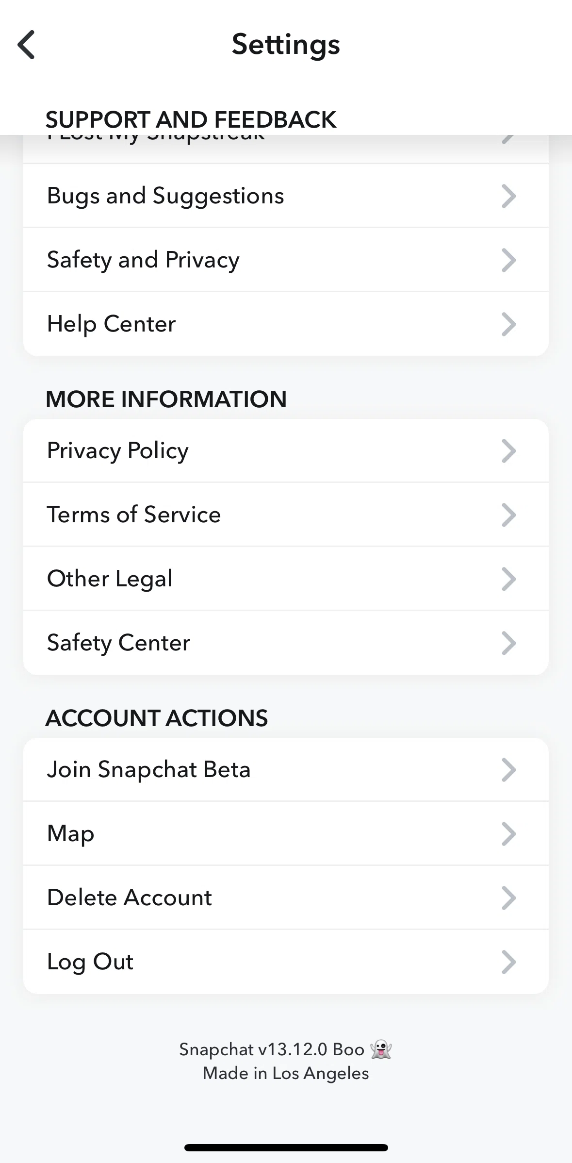 Snapchat Screen screen in the Privacy policy flow