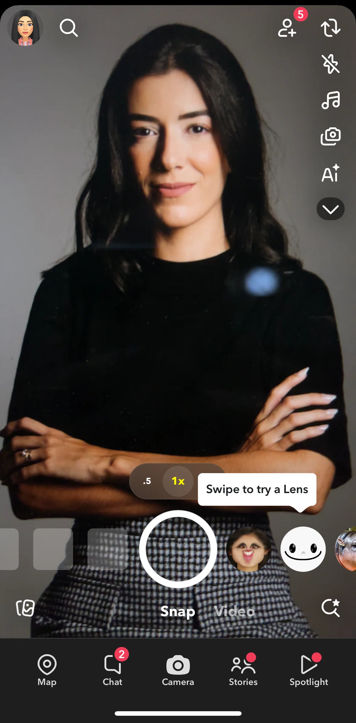 Snapchat Screen screen in the Stories flow