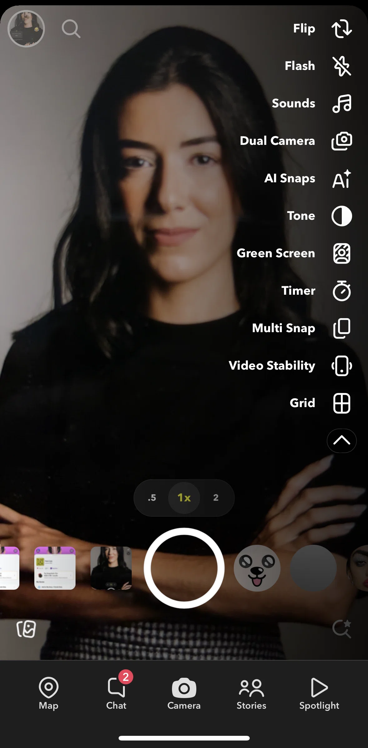 Snapchat Screen screen in the Turning on photo timer flow