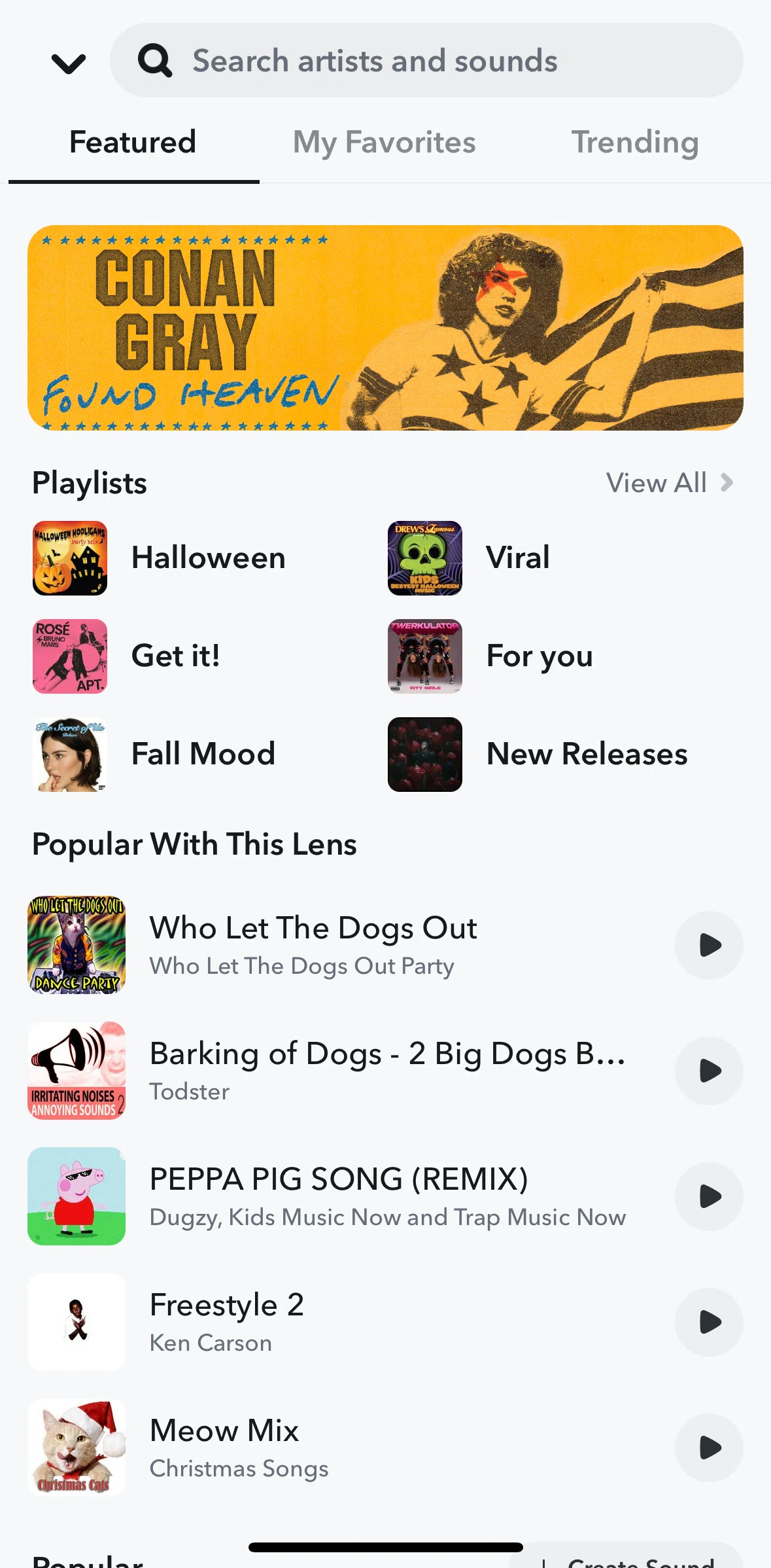 Snapchat Screen screen in the View playlists flow
