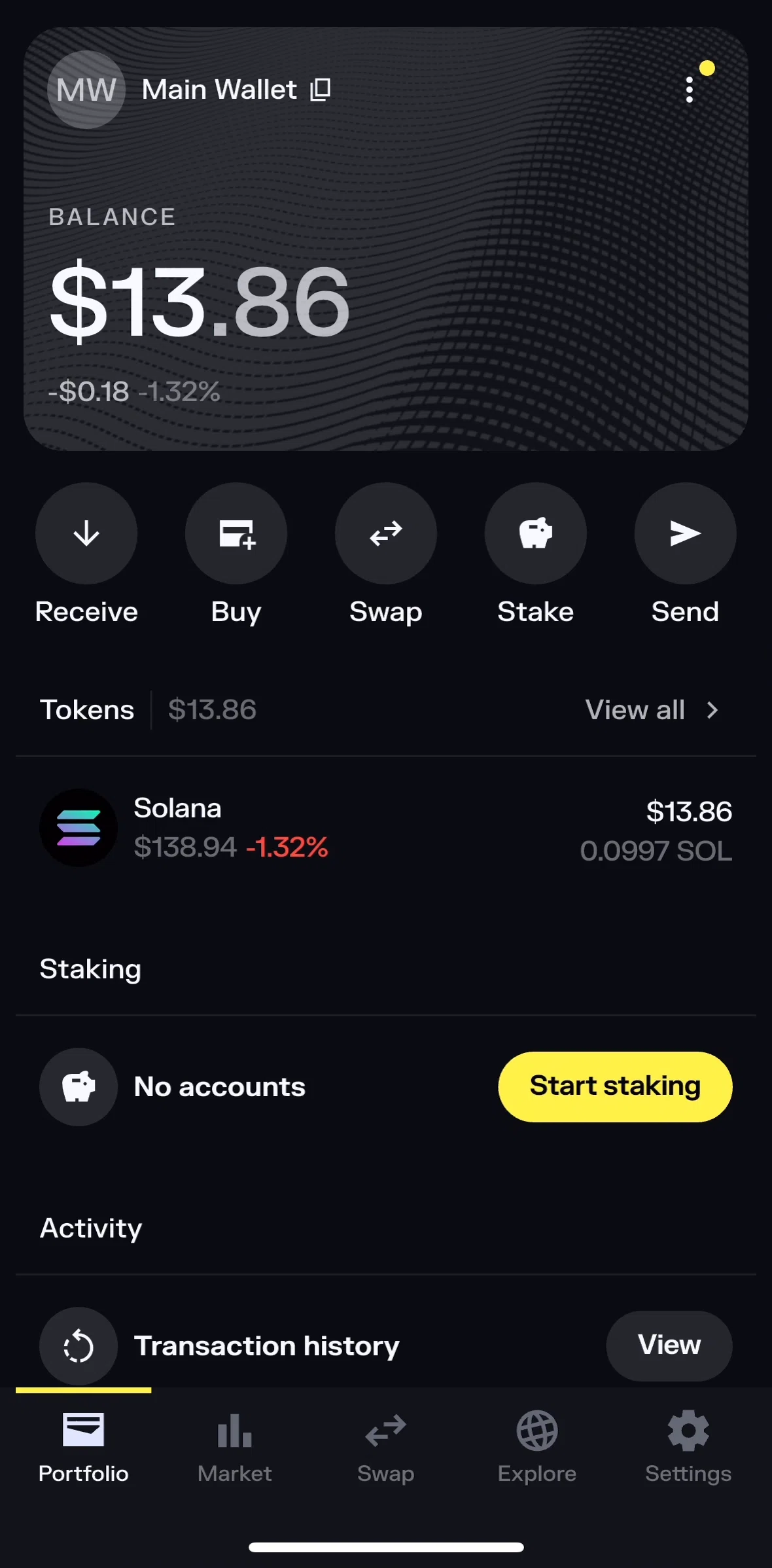 Solflare Screen screen in the Buying a token flow