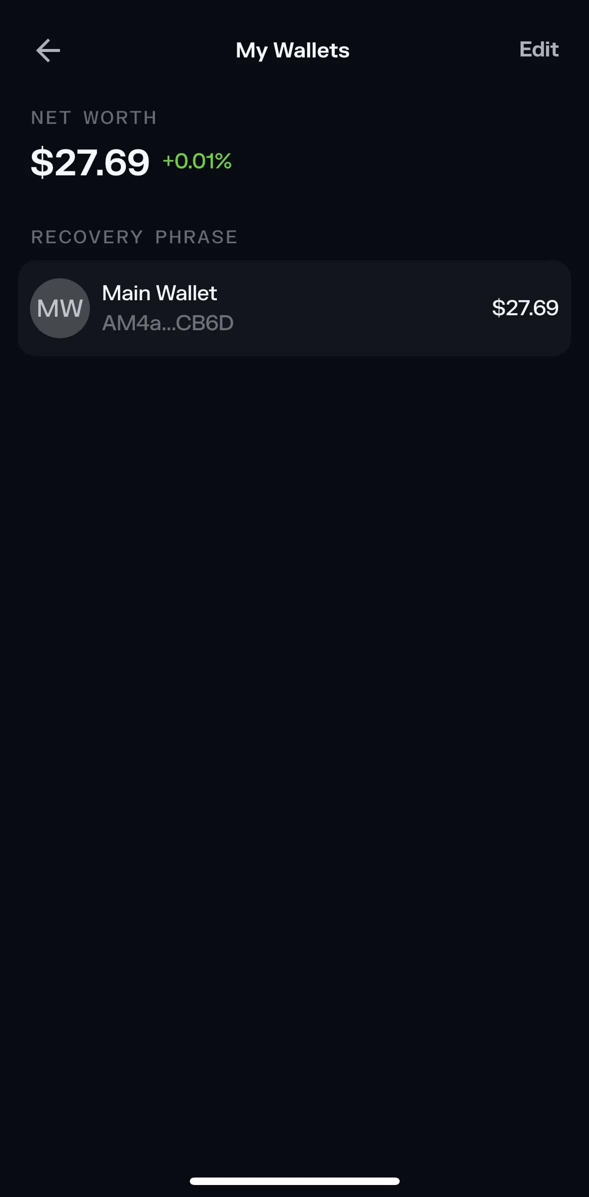 Solflare Screen screen in the Creating a burner wallet flow