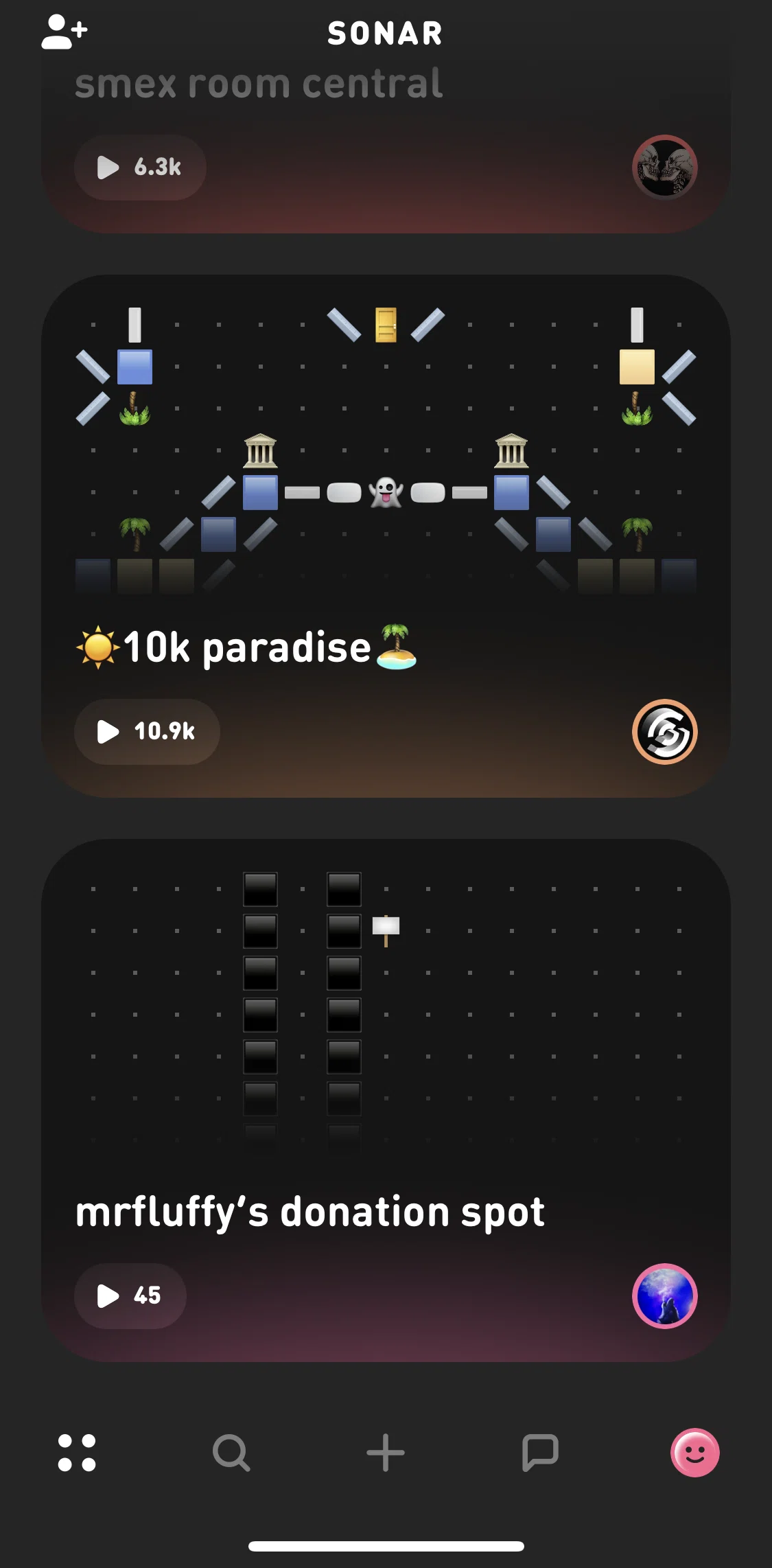 Sonar Screen screen in the 10K paradise flow