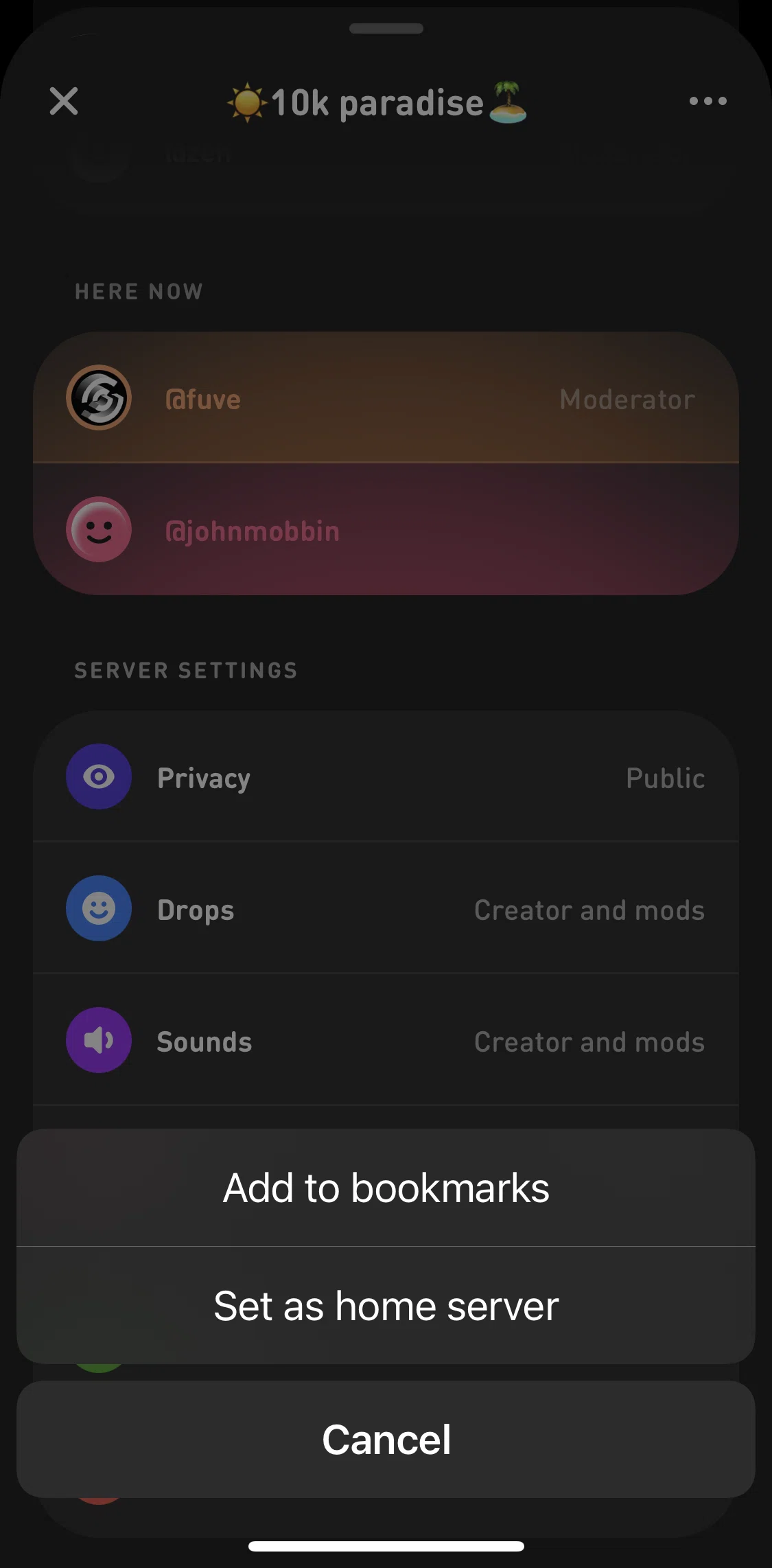 Sonar Screen screen in the Adding to bookmarks flow