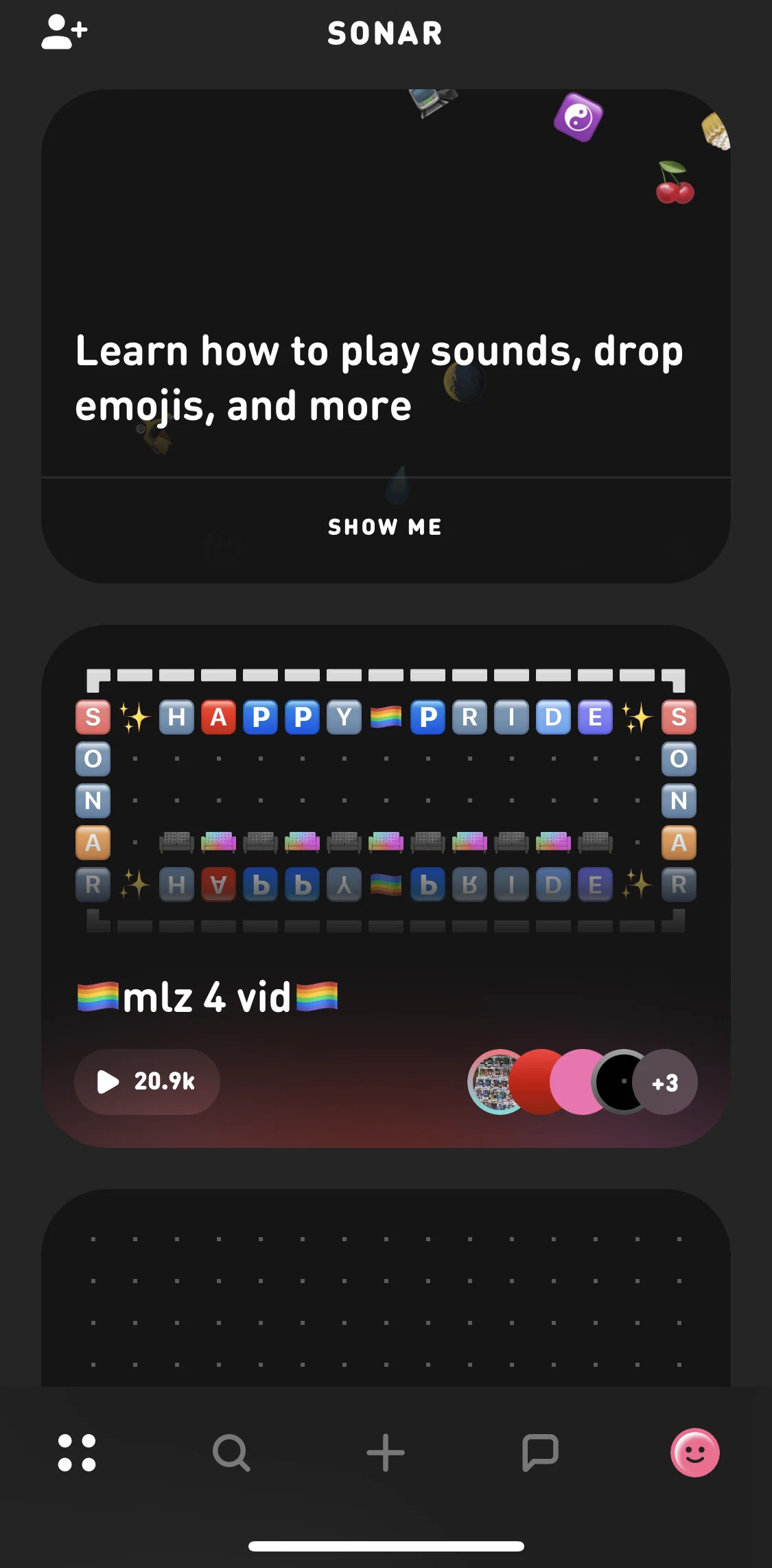 Sonar Screen screen in the Home flow