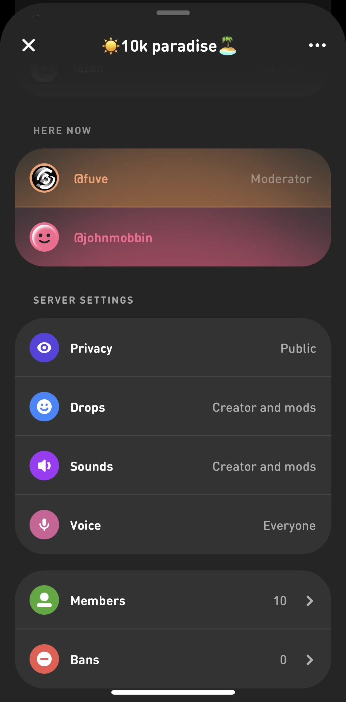 Sonar Screen screen in the Server action options flow