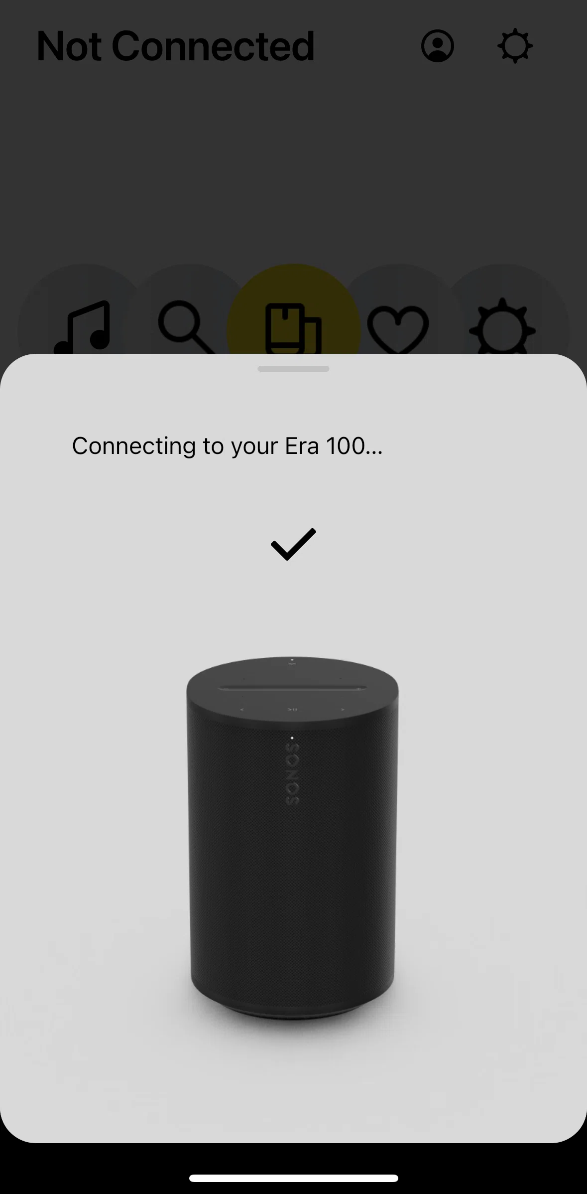 Sonos Screen screen in the Connecting Wi-Fi to speaker flow