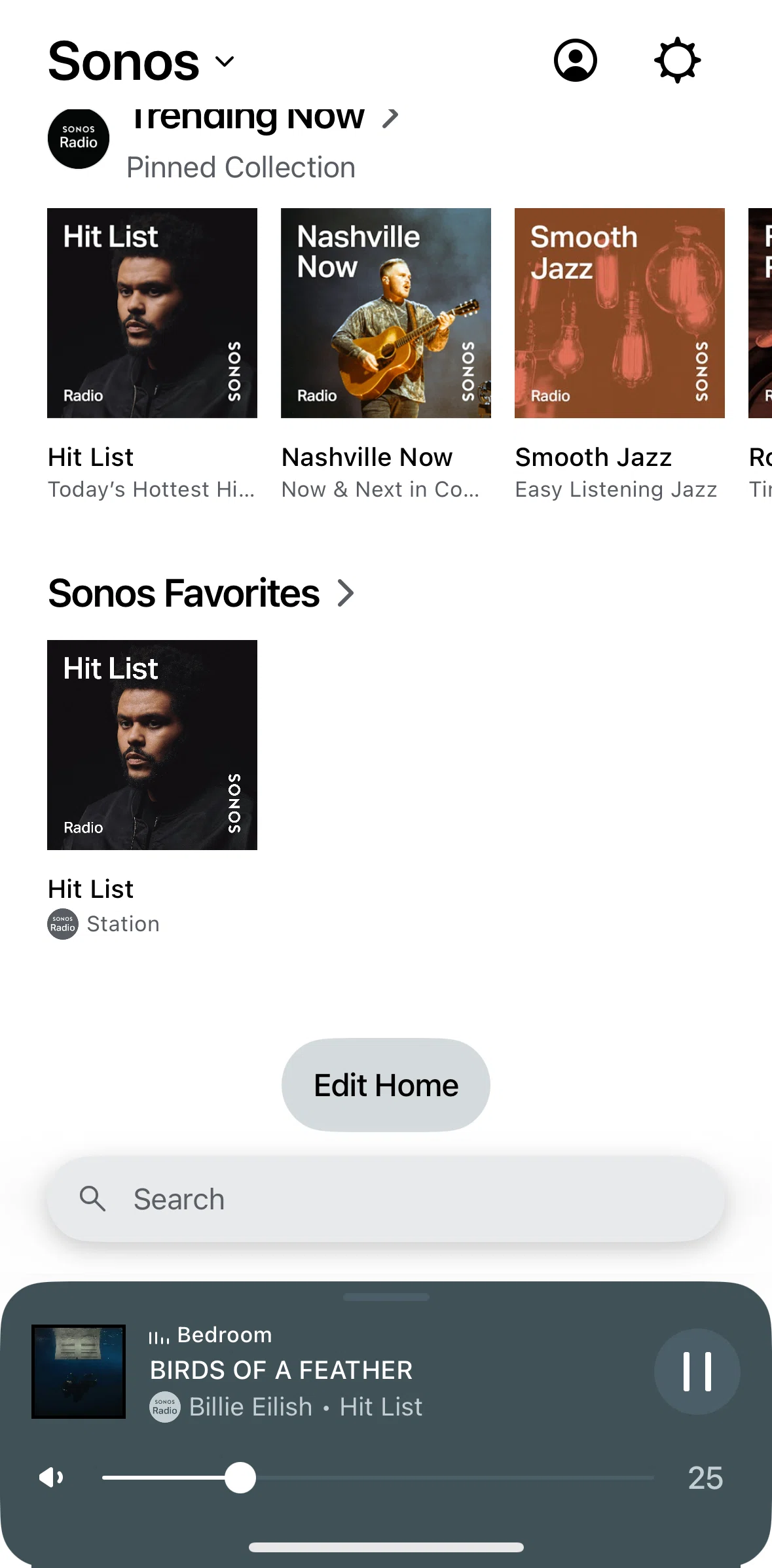 Sonos Screen screen in the Edit home flow