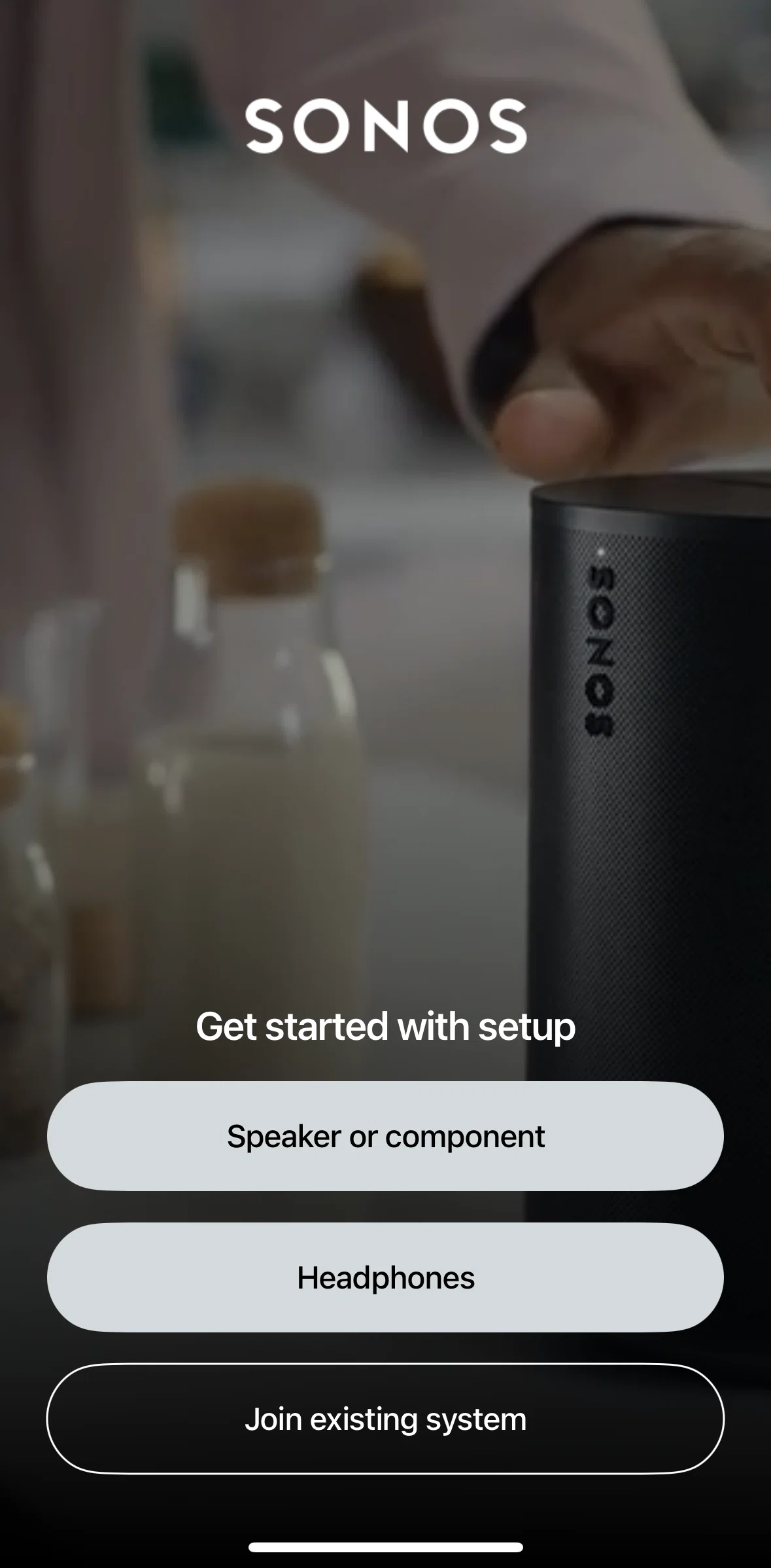 Sonos Screen screen in the Joining existing system flow