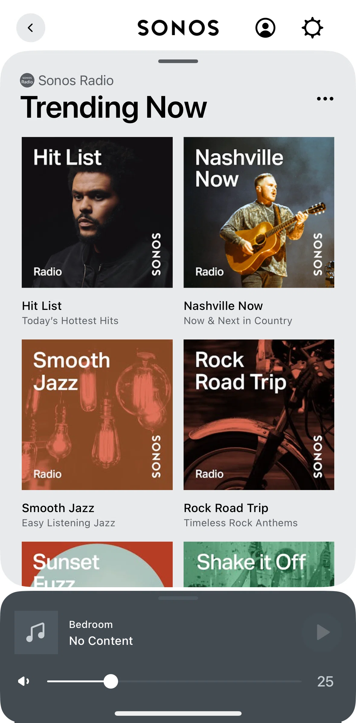 Sonos Screen screen in the Pinning a collection flow