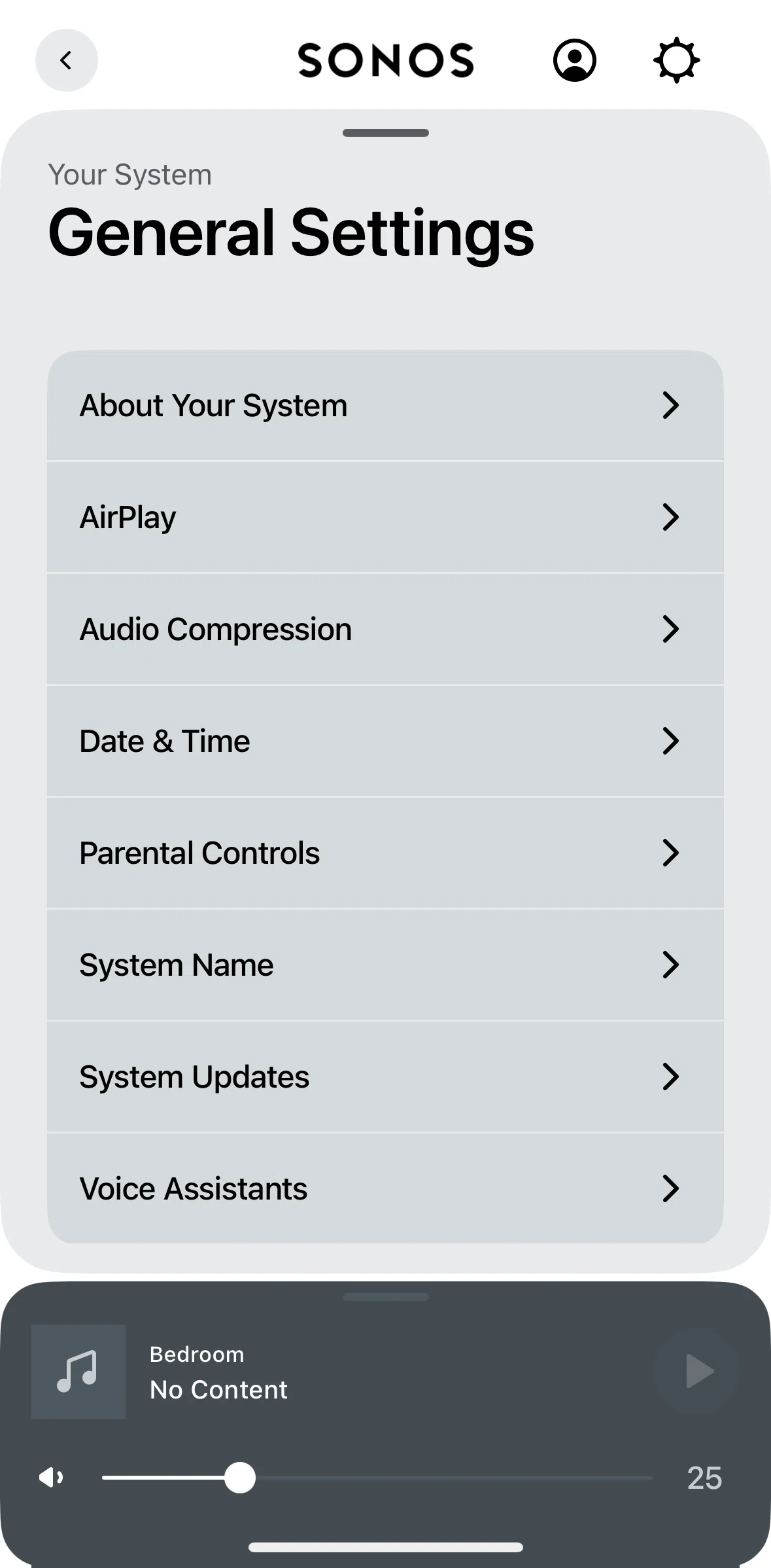 Sonos Screen screen in the Scheduled system updates flow
