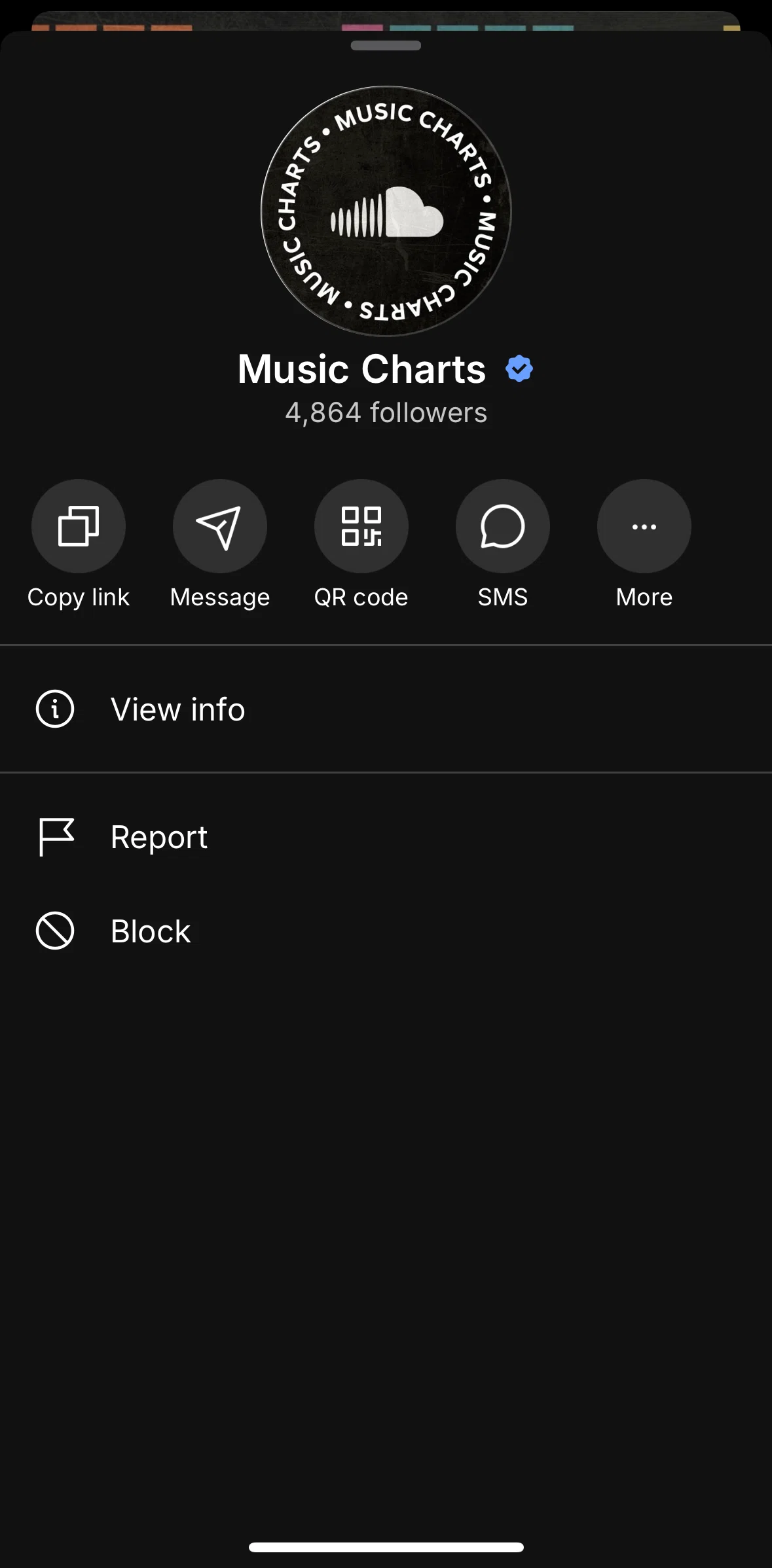 Soundcloud Screen screen in the Blocking a user flow