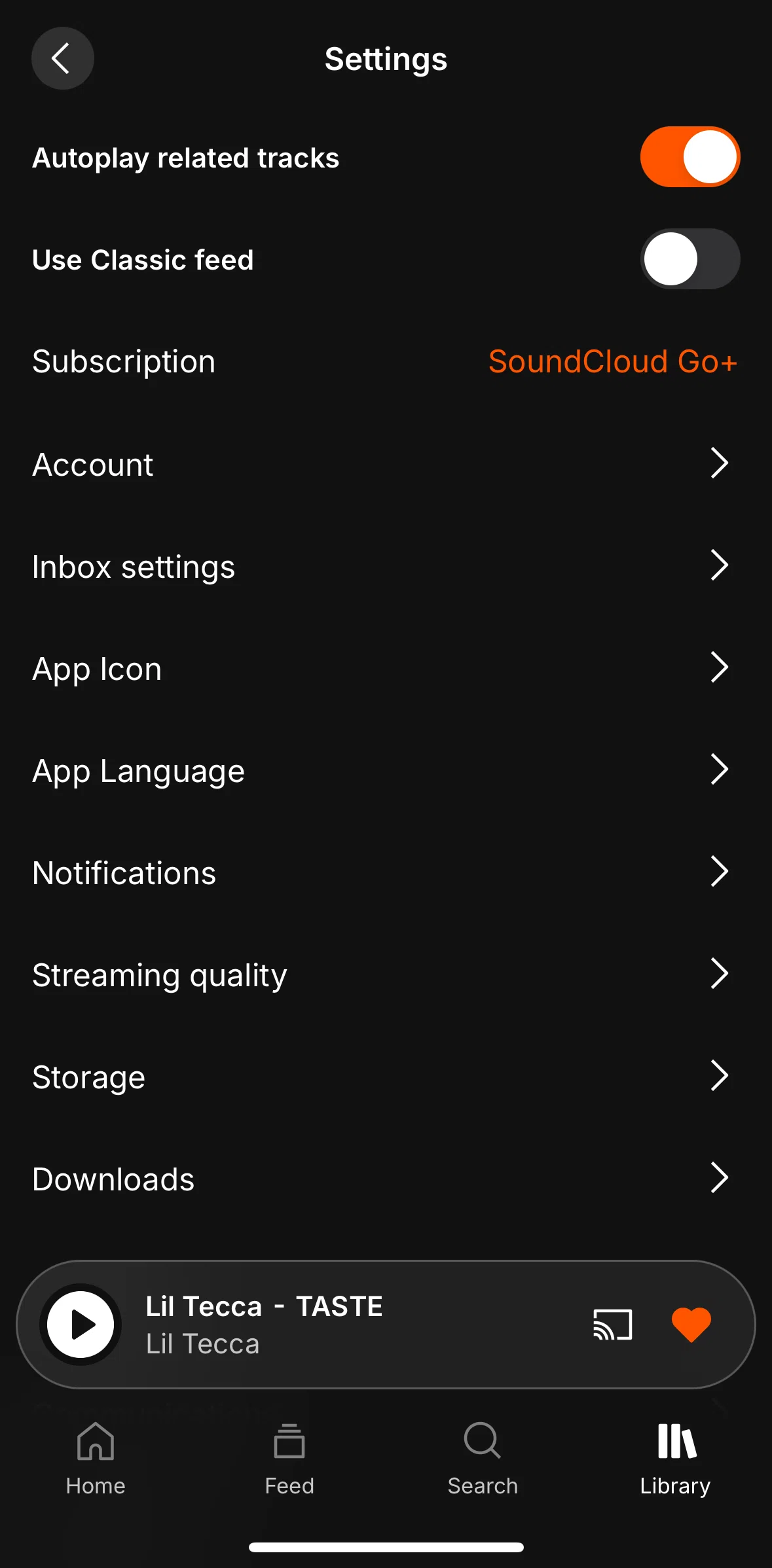 Soundcloud Screen screen in the Changing download settings flow