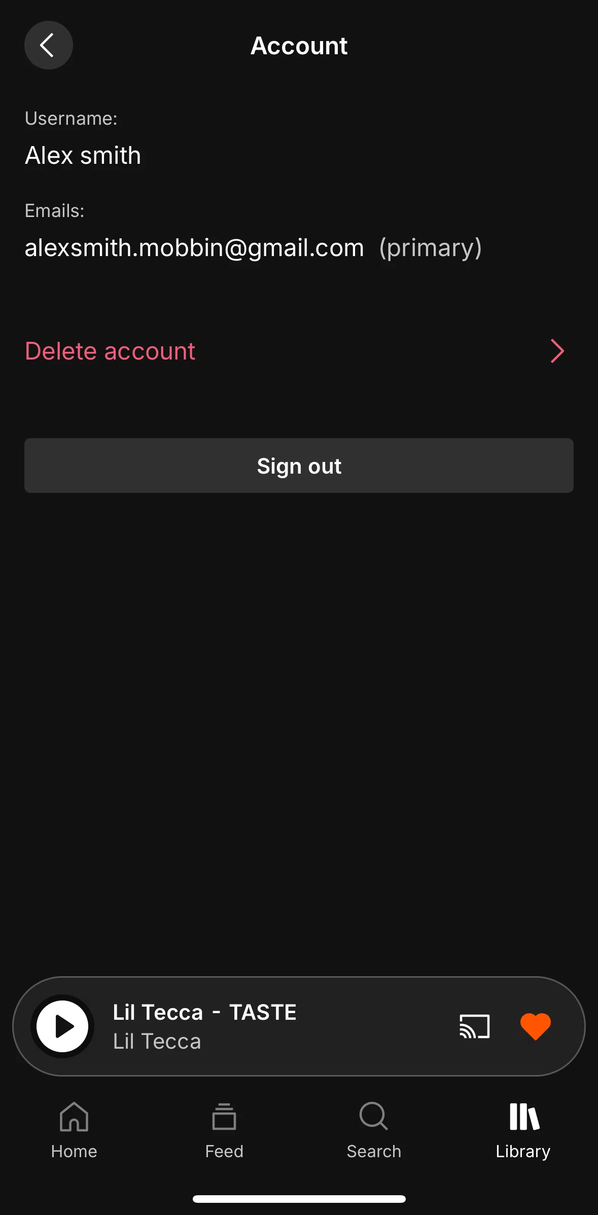 Soundcloud Screen screen in the Deleting an account flow