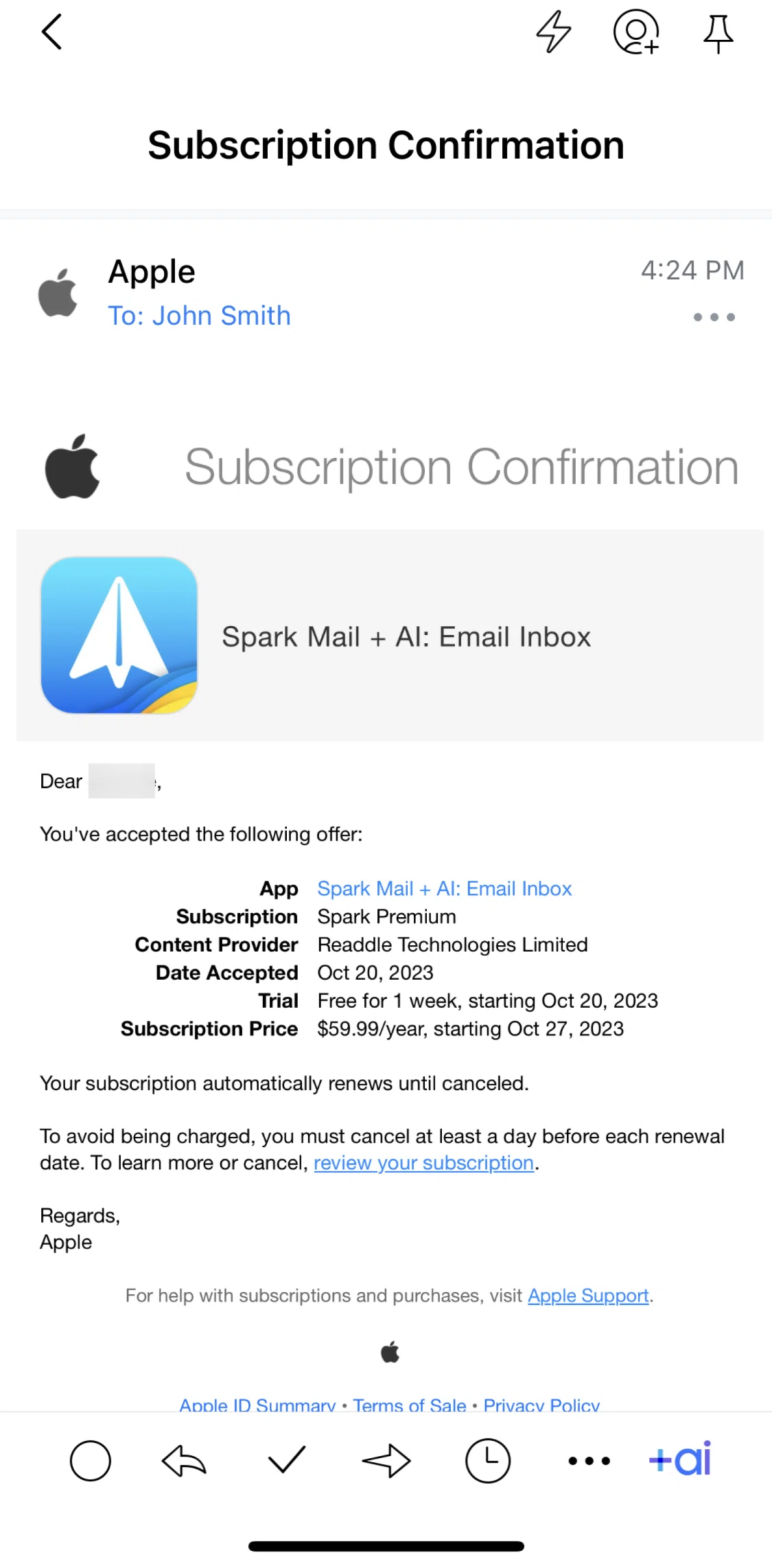 Spark Mail Screen screen in the Creating a team flow