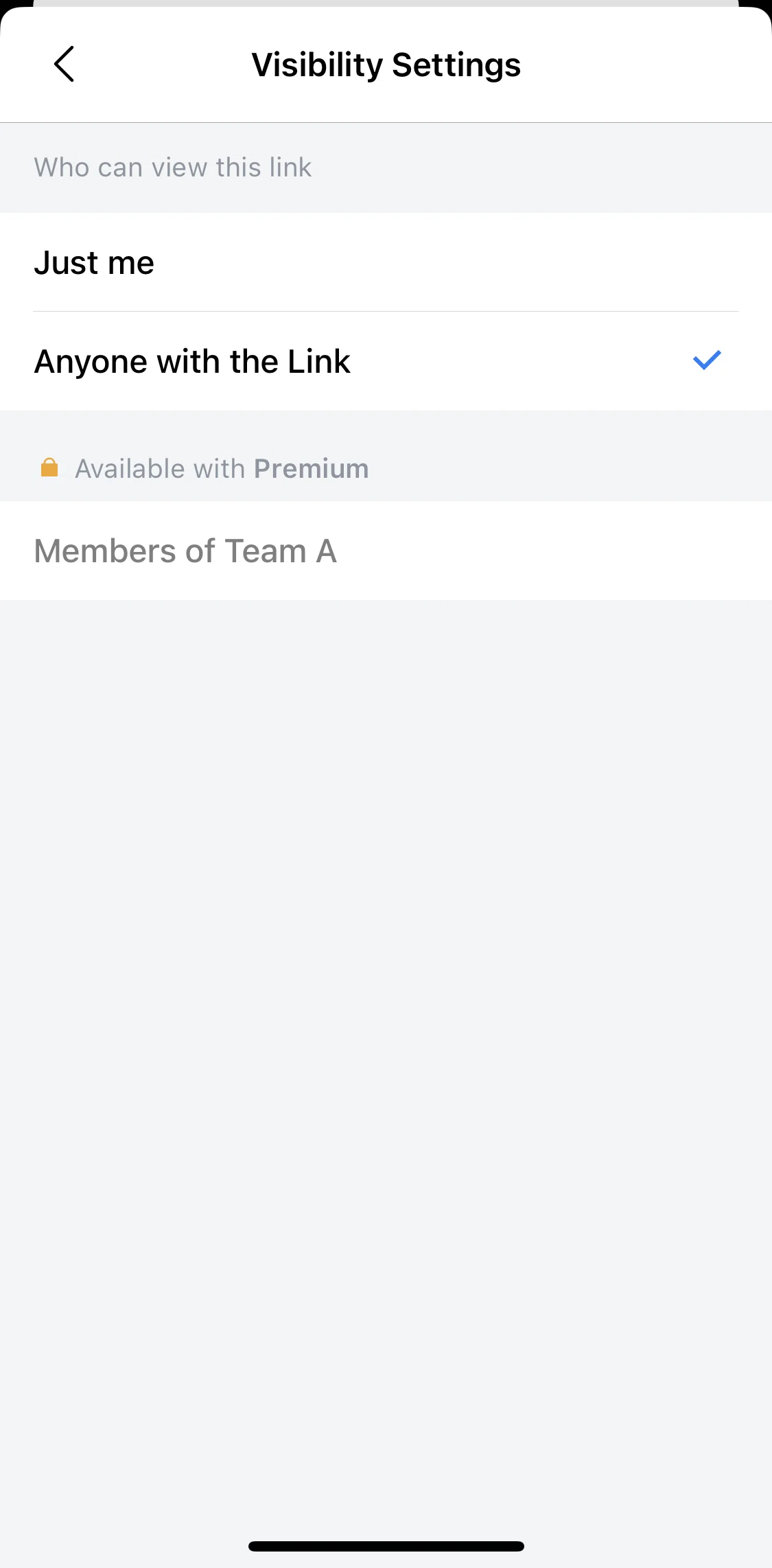 Spark Mail Screen screen in the Updating link properties flow