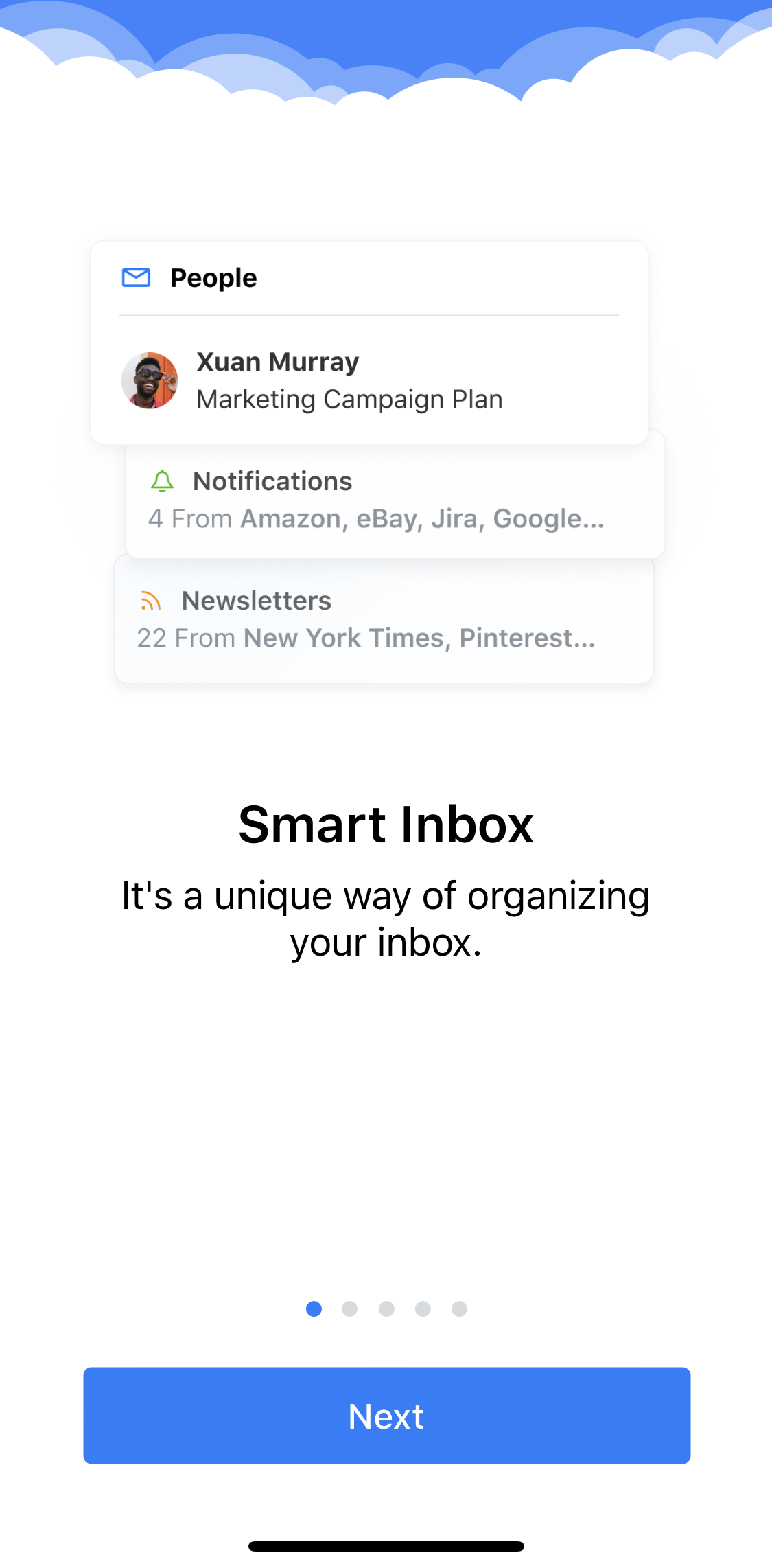 Spark Welcome slides screen in the General Browsing flow