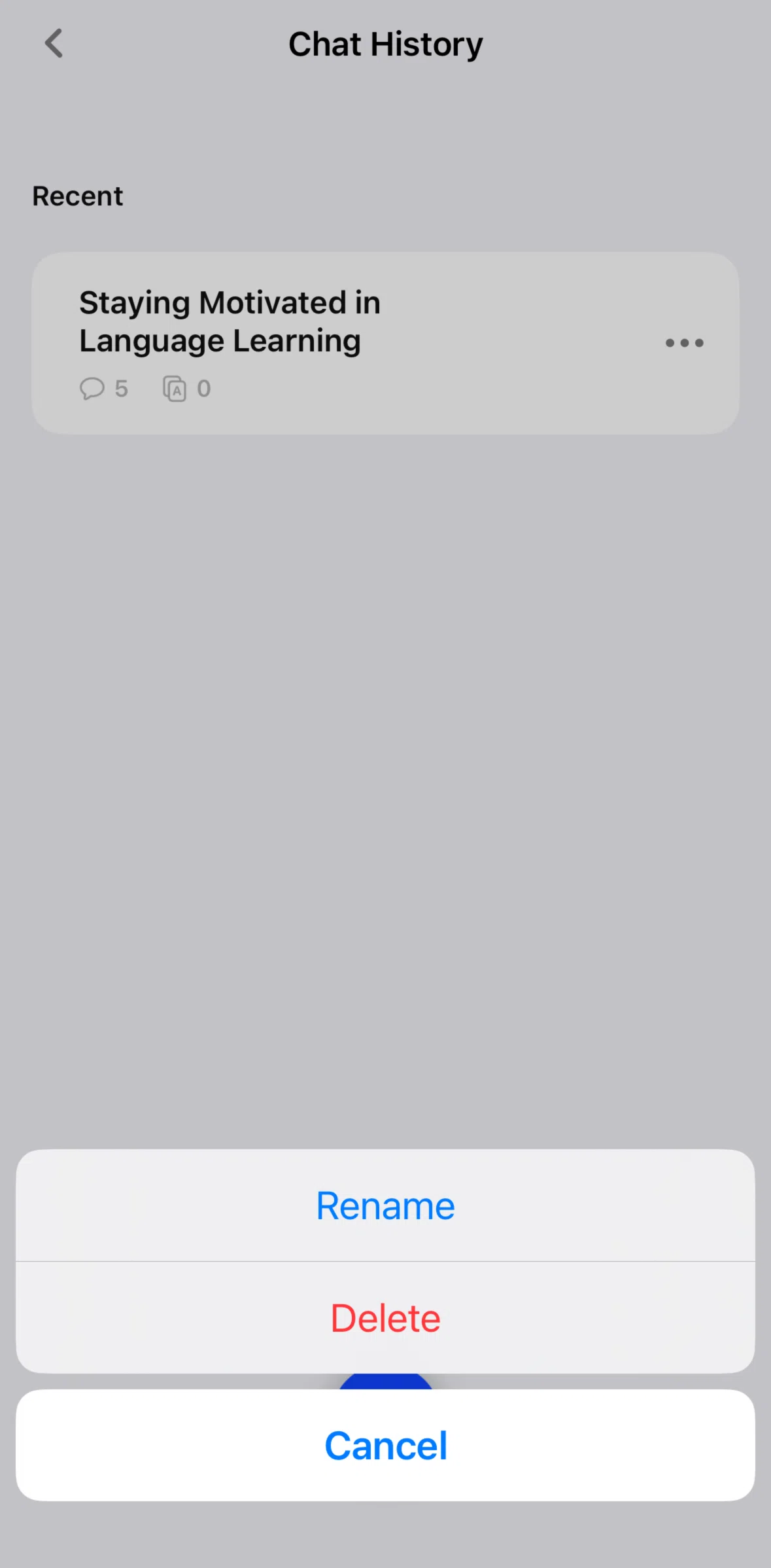 Speak Screen screen in the Deleting a chat flow