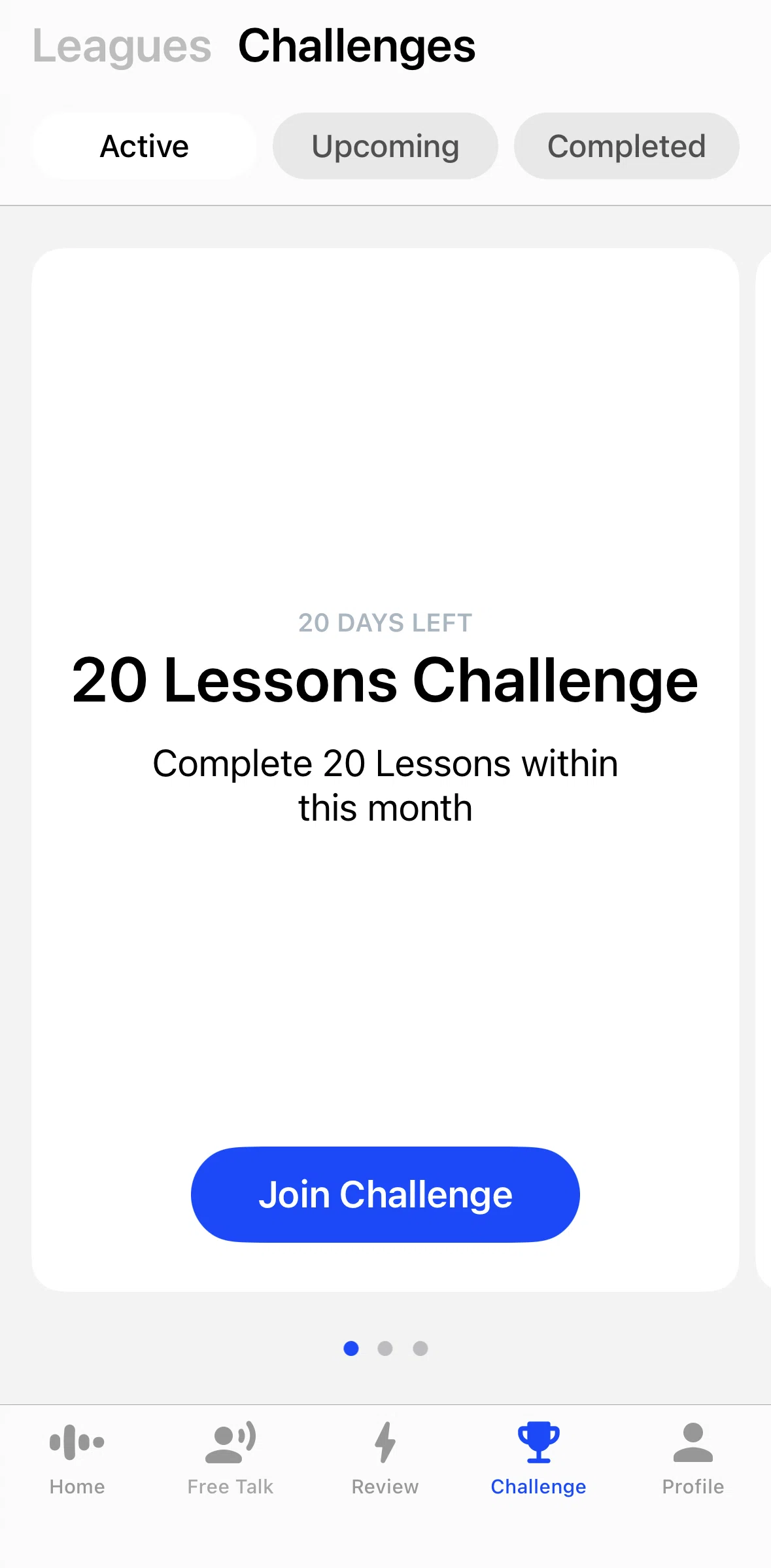 Speak Screen screen in the Joining a challenge flow