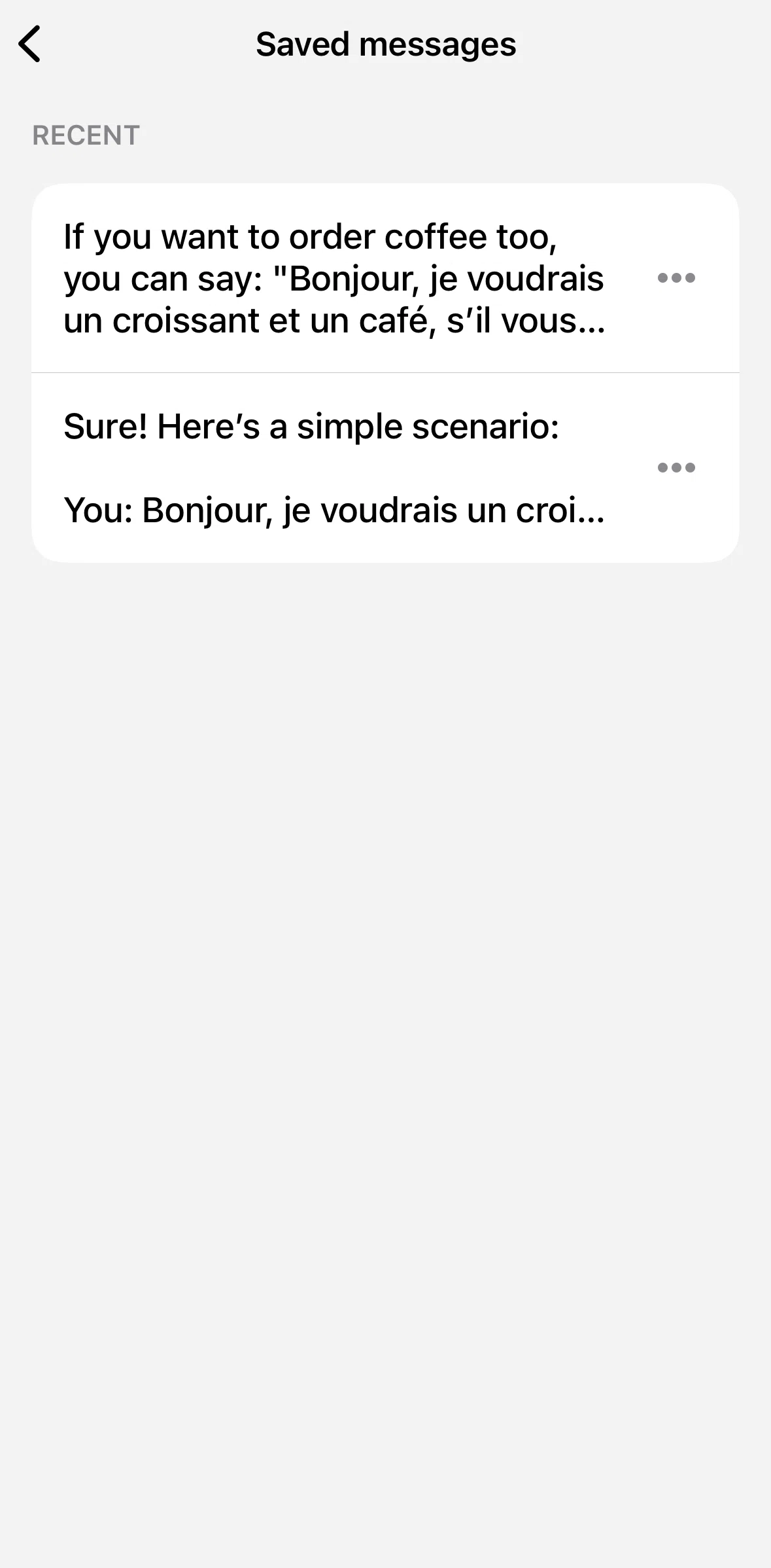 Speak Screen screen in the Removing a saved message flow