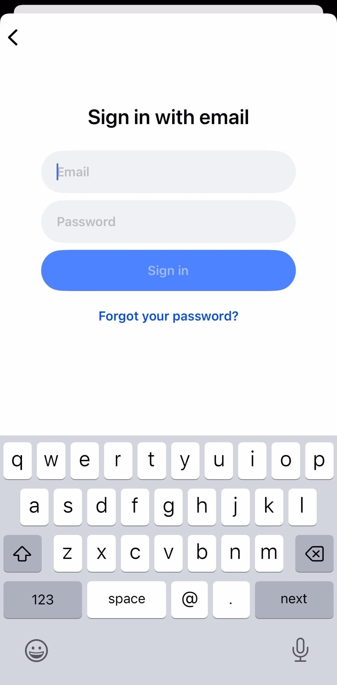 Speak Screen screen in the Resetting password flow