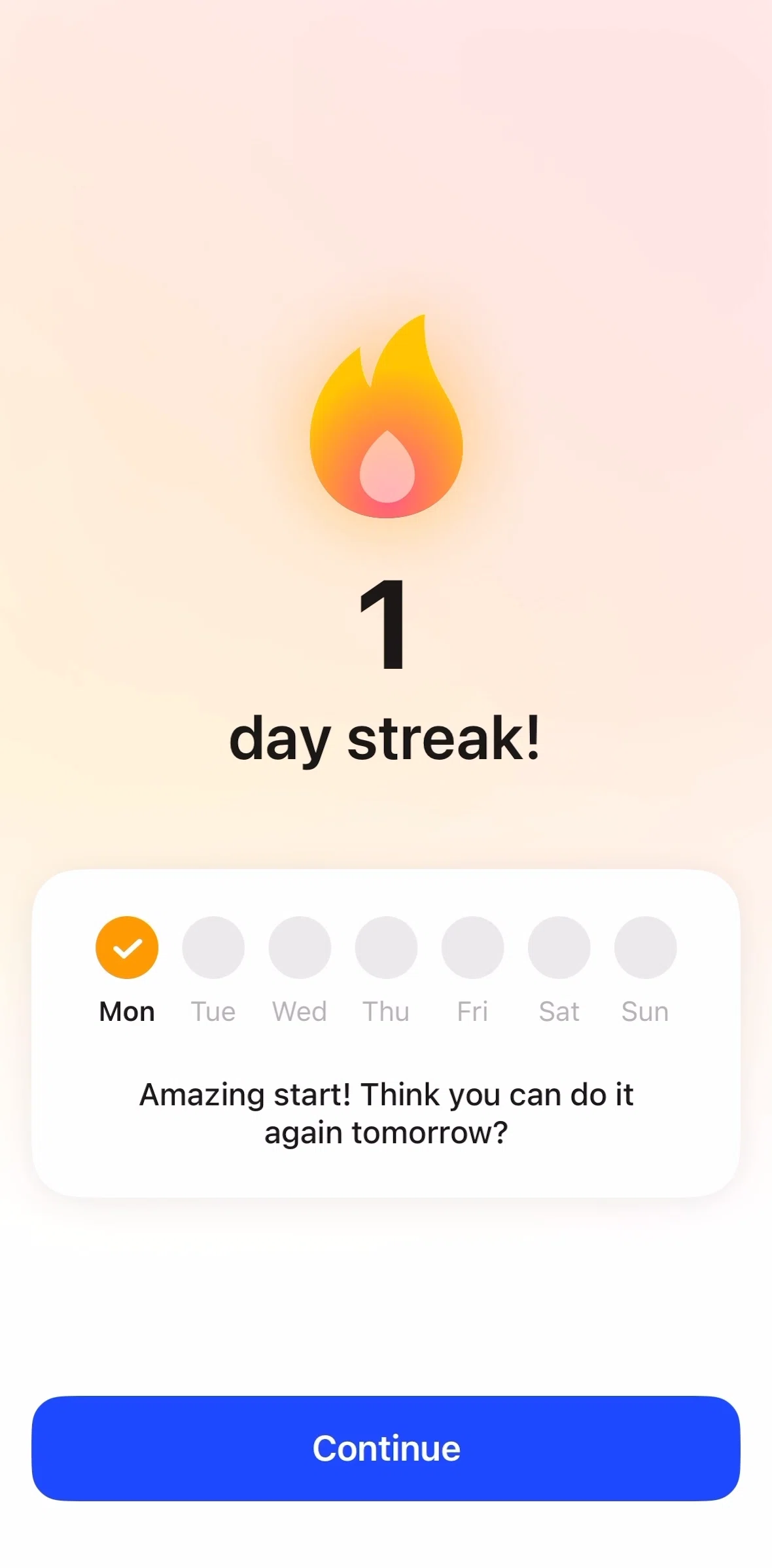 Speak Screen screen in the Selecting a streak goal flow