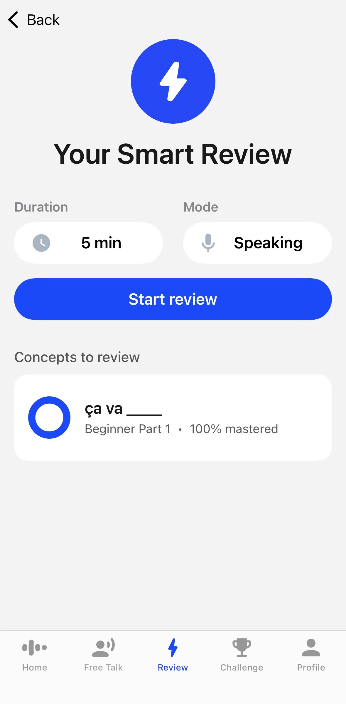Speak Screen screen in the Switching to listening mode flow