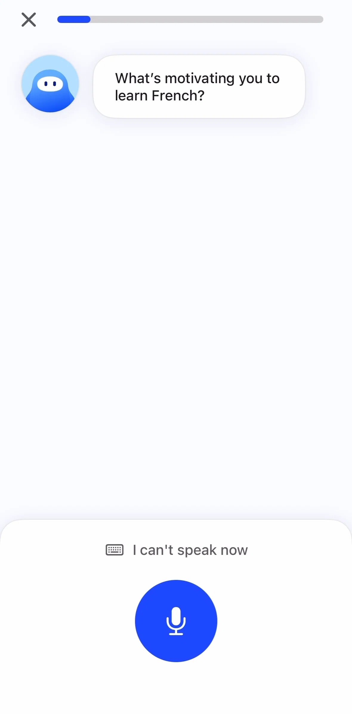 Speak Screen screen in the Switching to text flow