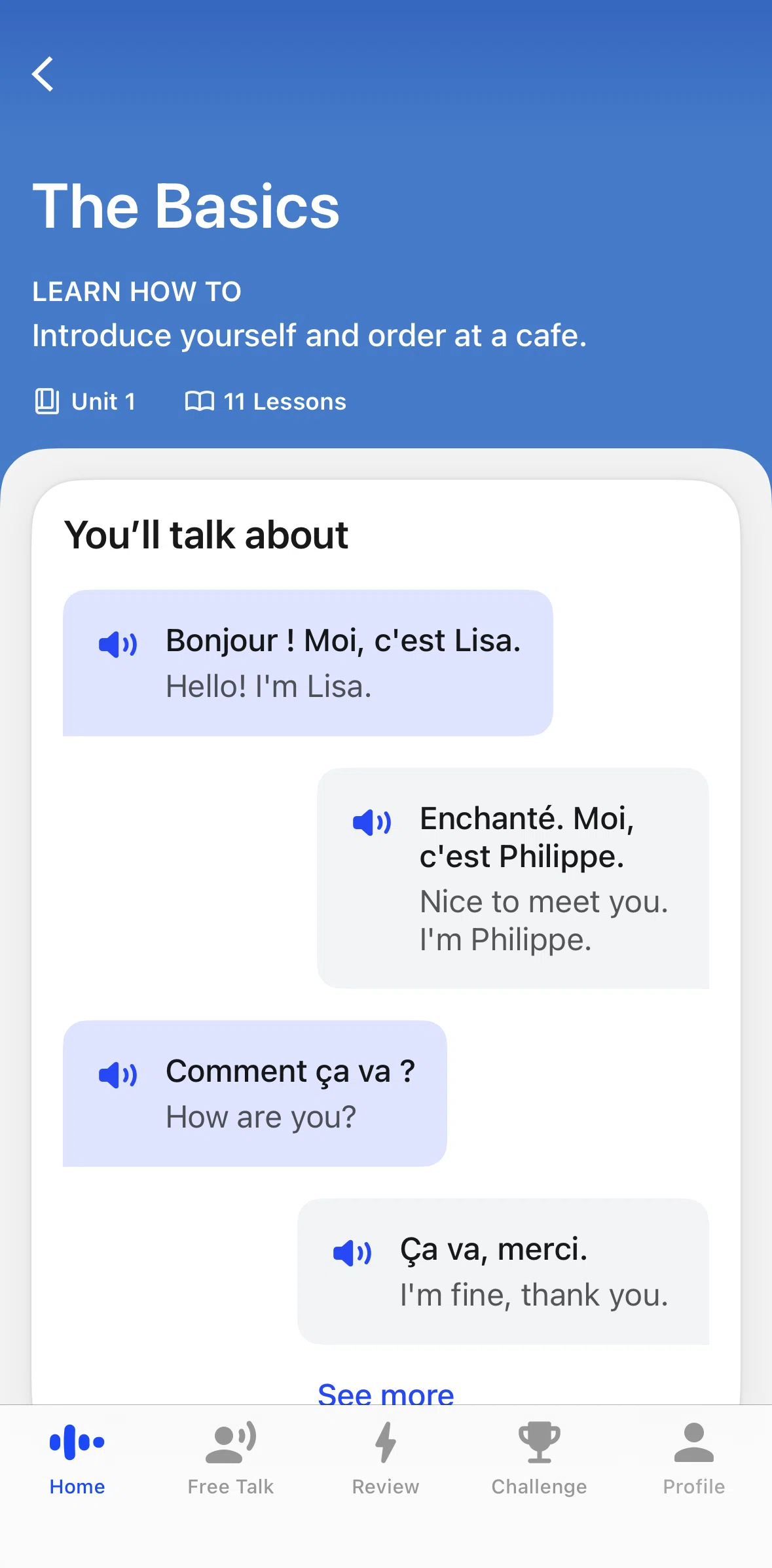 Speak Screen screen in the Turning on line audio flow