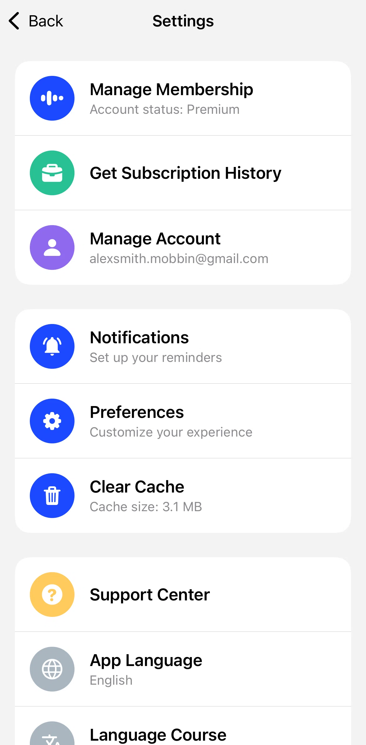 Speak Screen screen in the Updating notification preferences flow