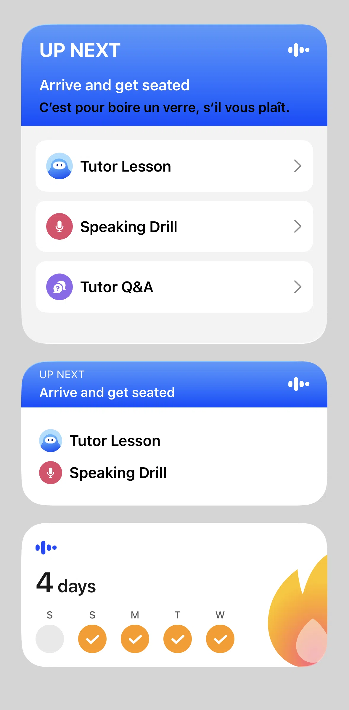 Speak Screen screen in the Widgets flow