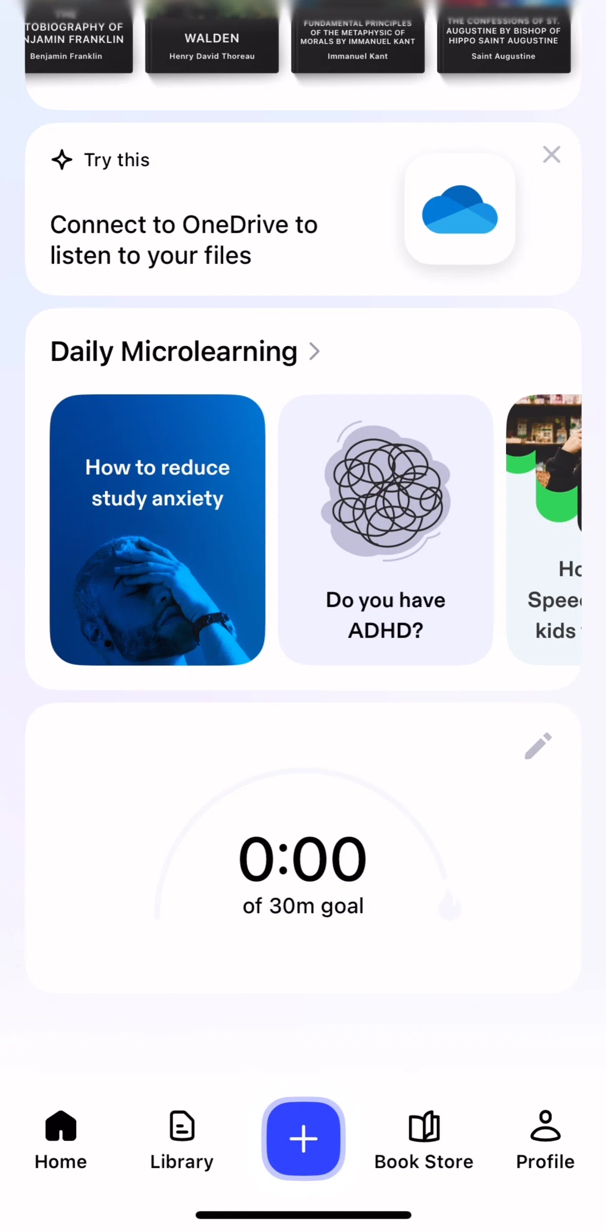 Speechify Screen screen in the Customizing reading goal flow