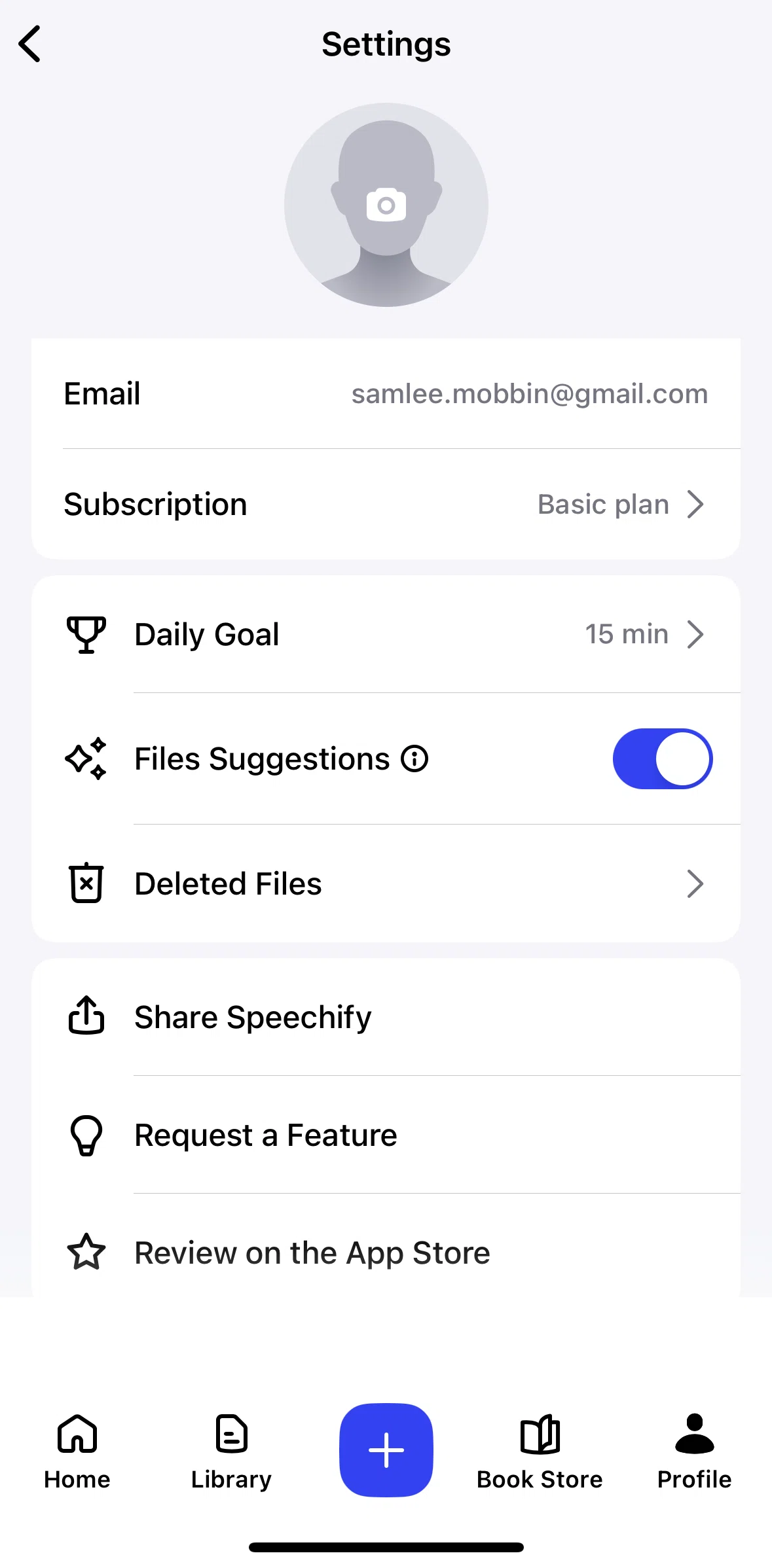 Speechify Screen screen in the Deleted files flow