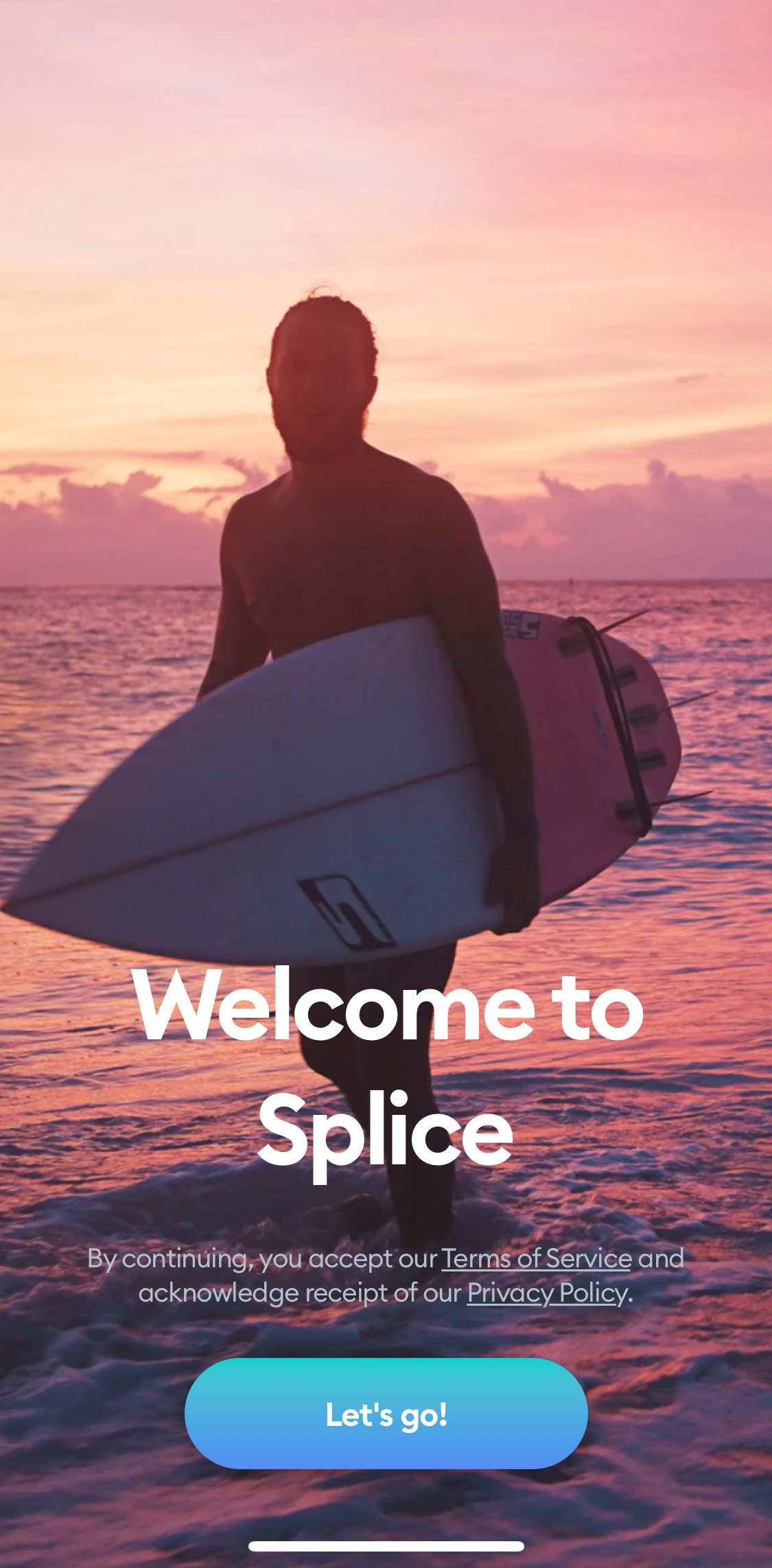 Splice Start screen screen in the General Browsing flow