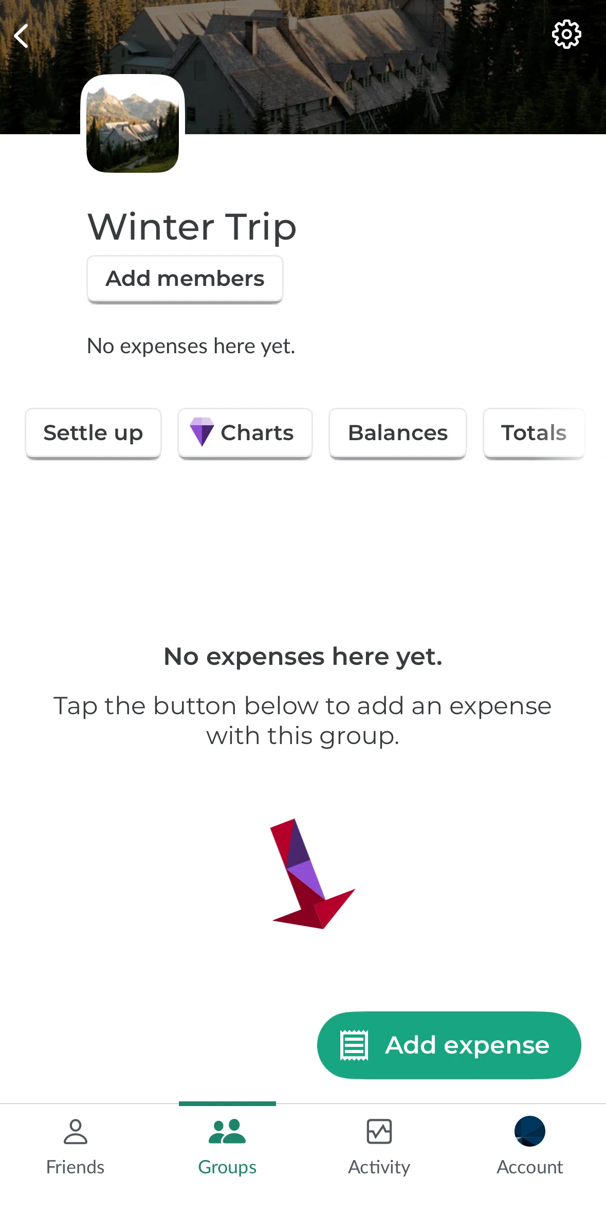 Splitwise Screen screen in the Adding an expense (group) flow