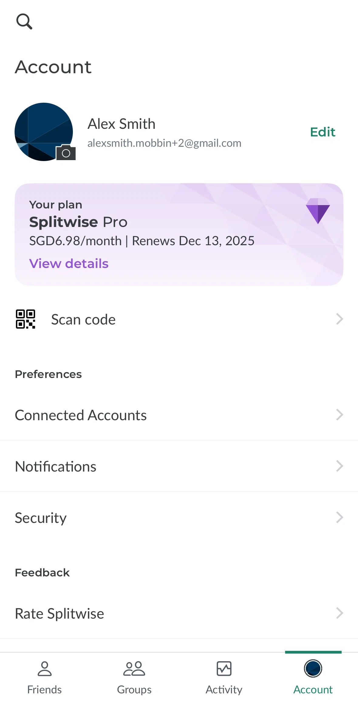Splitwise Screen screen in the Enabling Face ID flow
