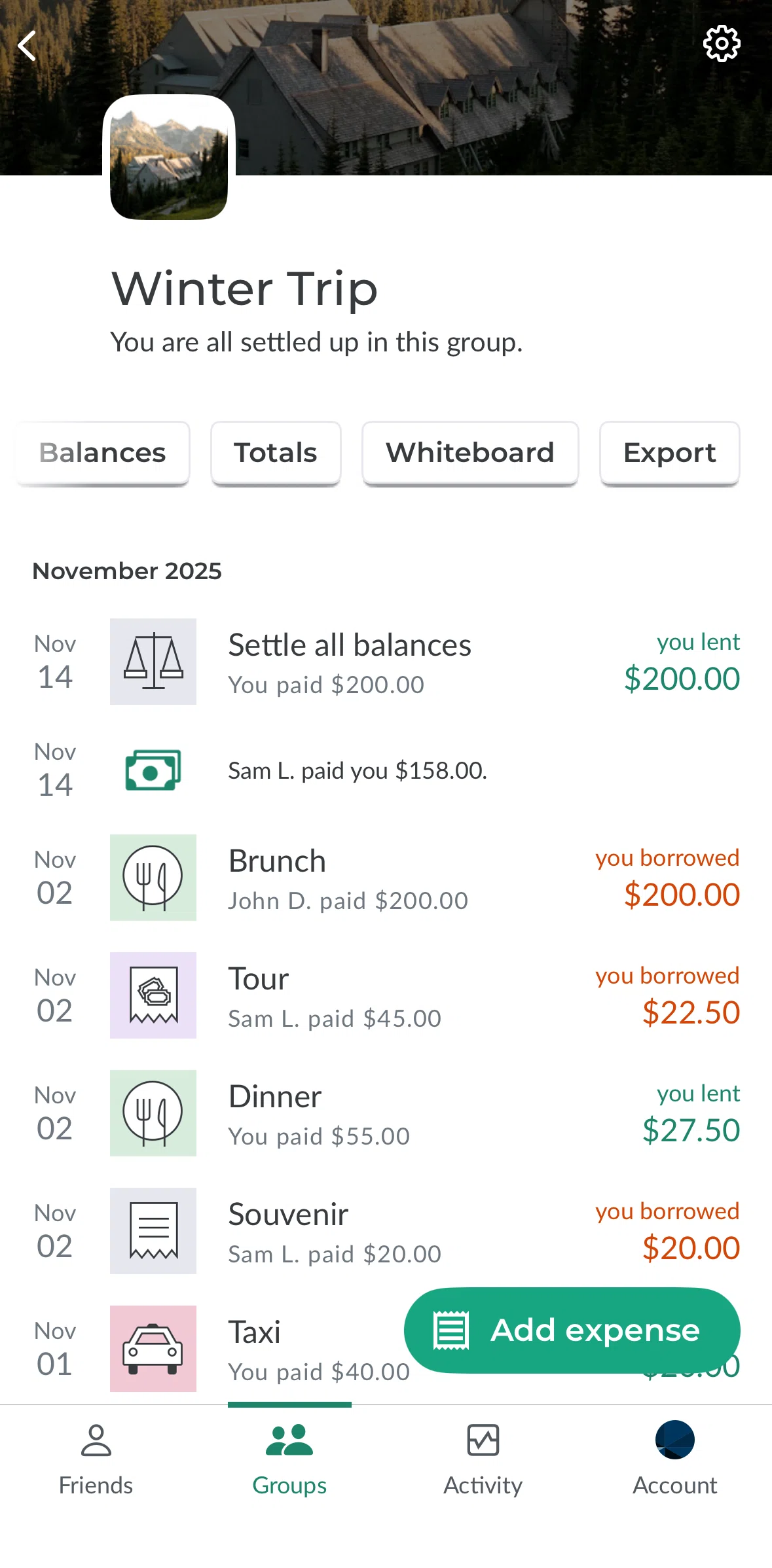 Splitwise Screen screen in the Group settings flow