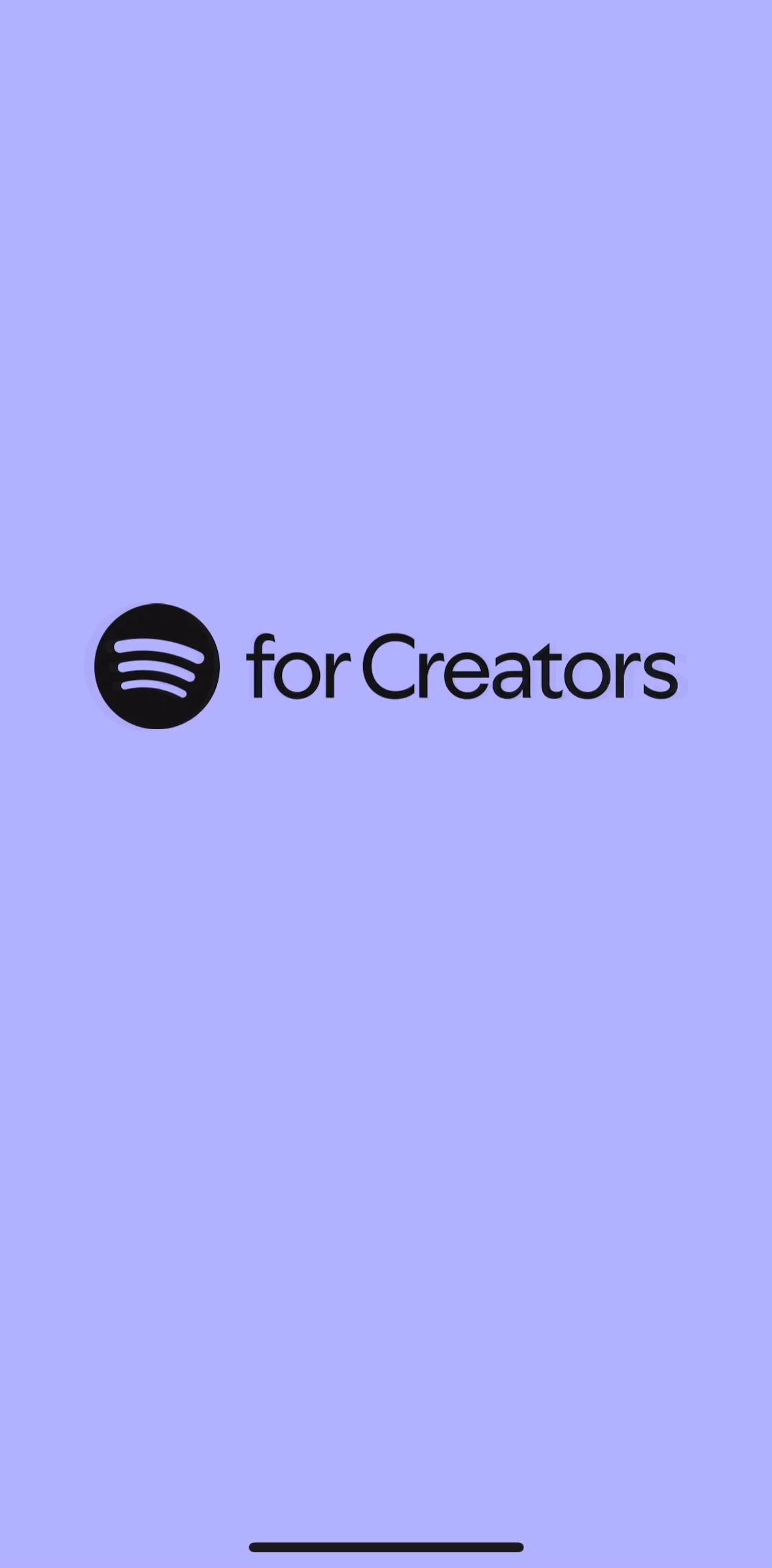 Spotify for Creators Screen screen in the Onboarding flow