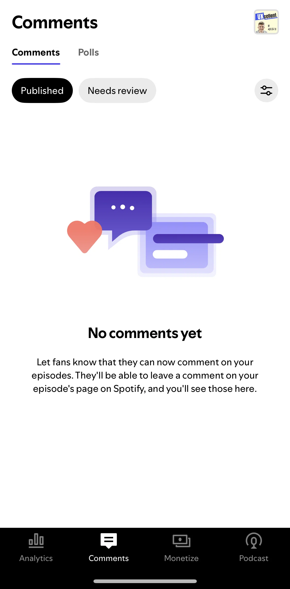 Spotify for Creators Screen screen in the Polls flow