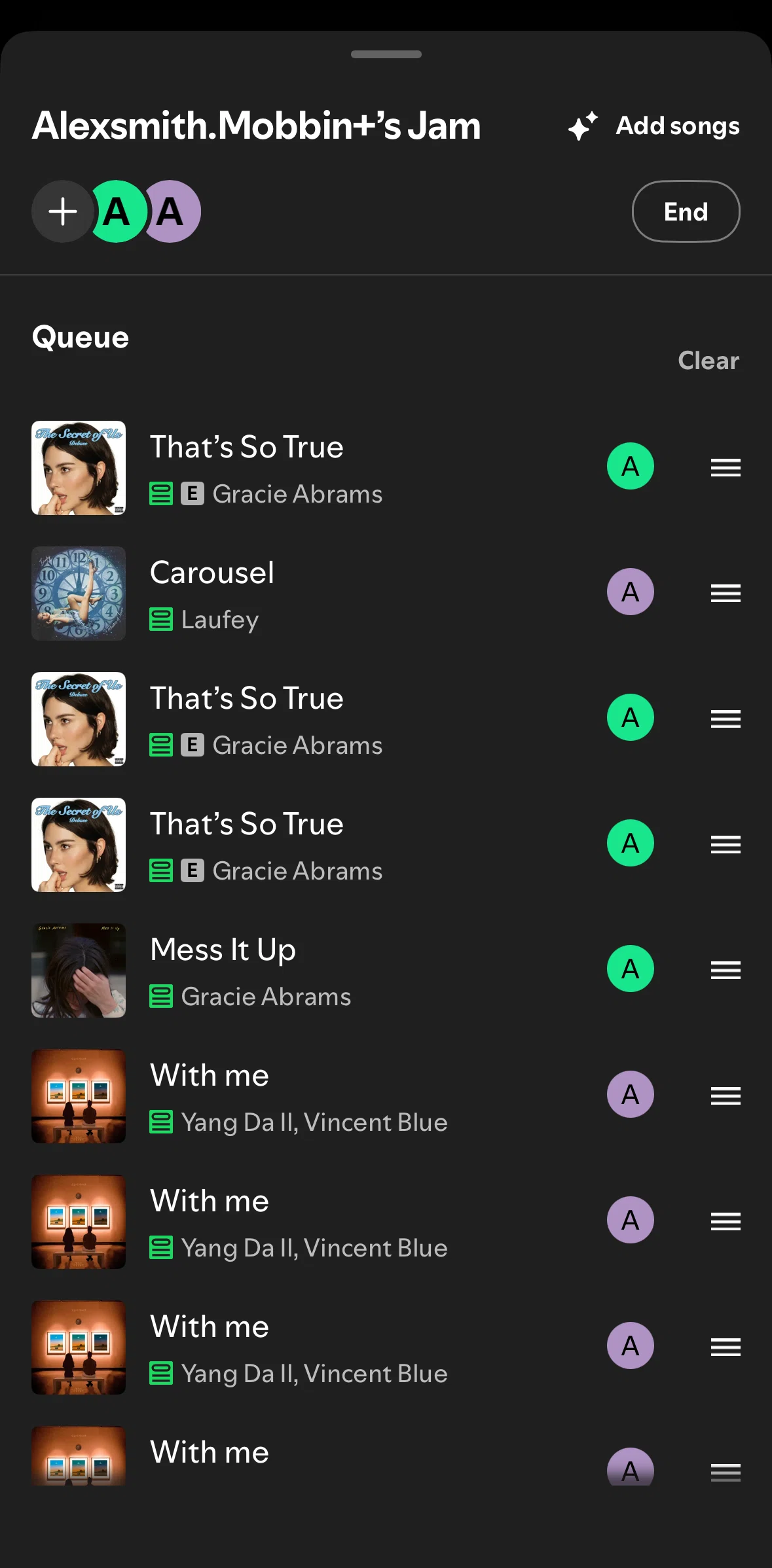 Spotify Screen screen in the Adding a song flow
