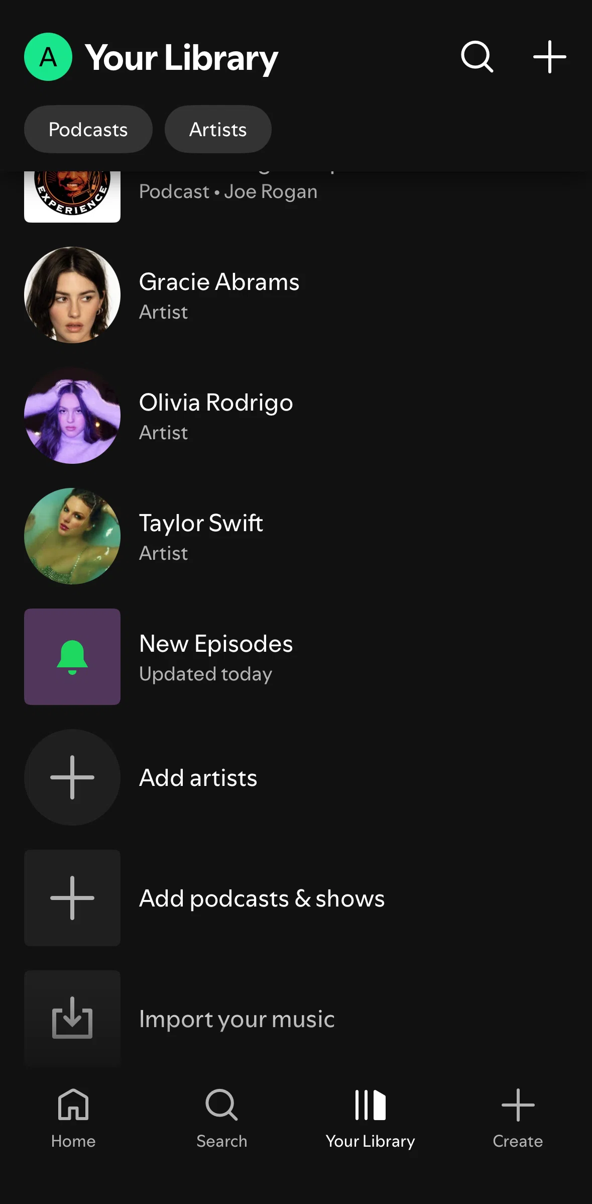 Spotify Screen screen in the Adding an artist flow