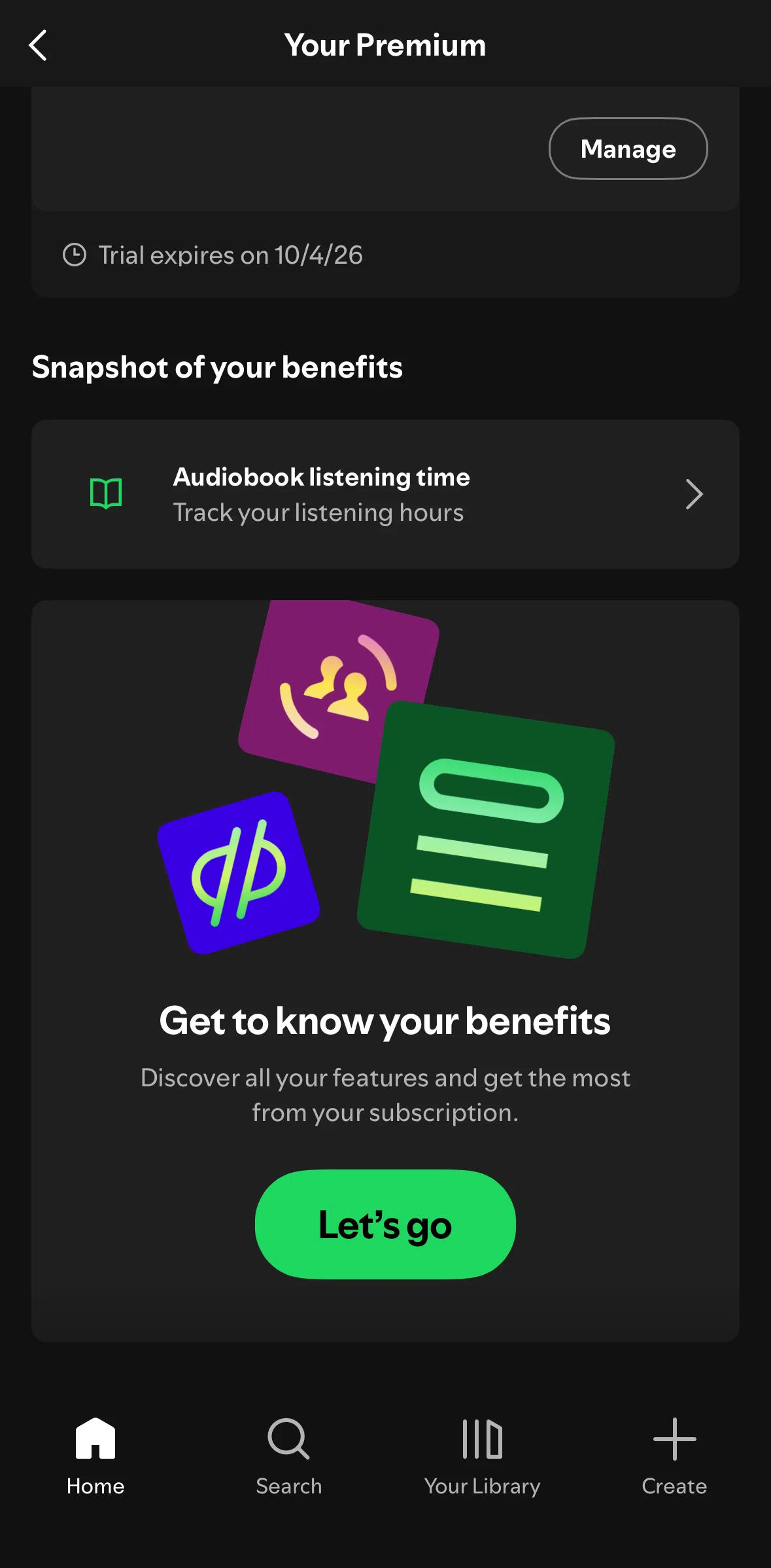 Spotify Screen screen in the Benefits flow