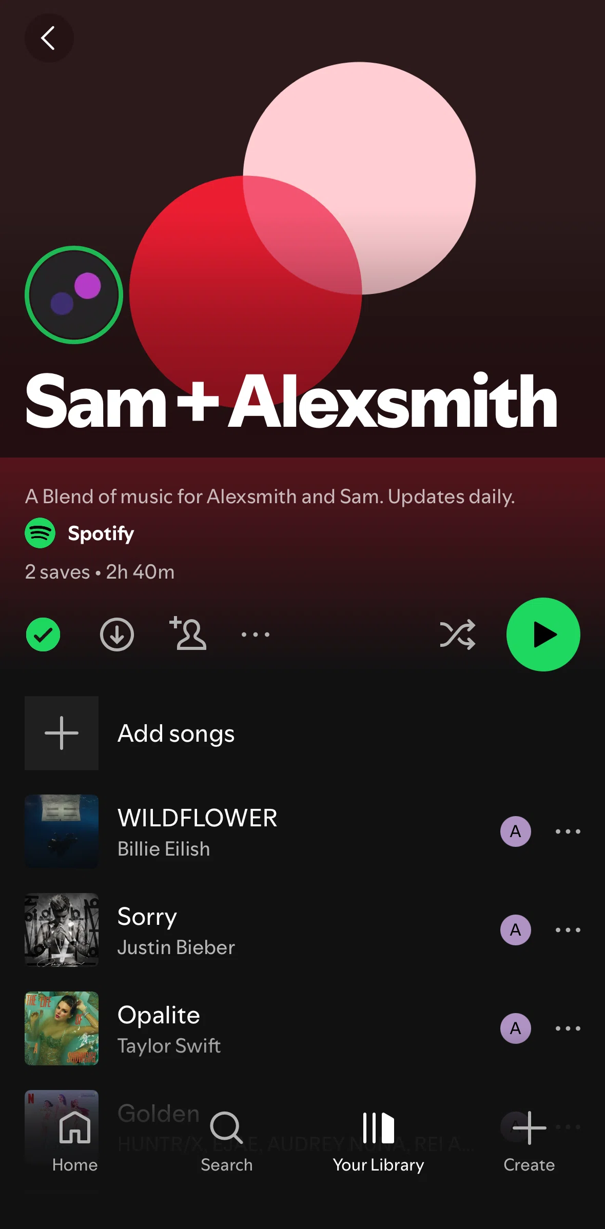 Spotify Screen screen in the Blend story flow